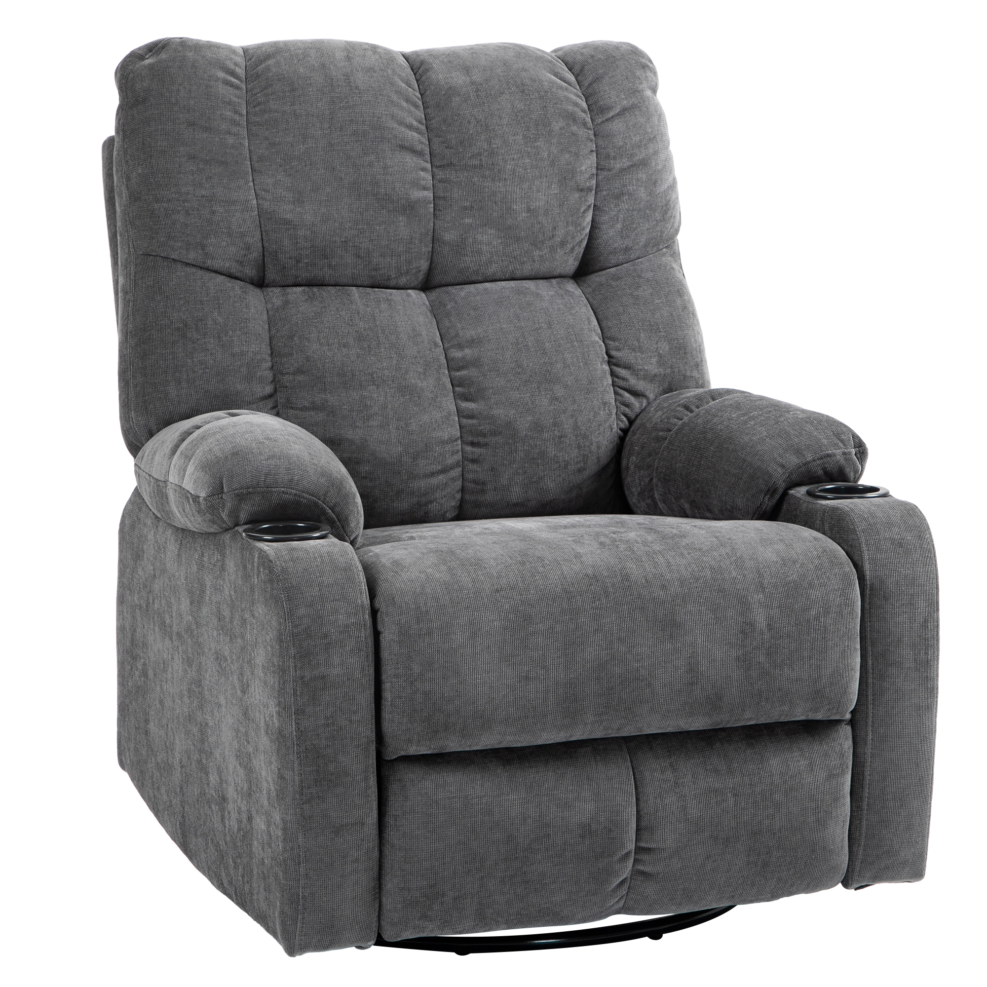 Recliner armchair jalatoega, pööratav, tumehall, 150 kg, 88 x 96 x 108 cm