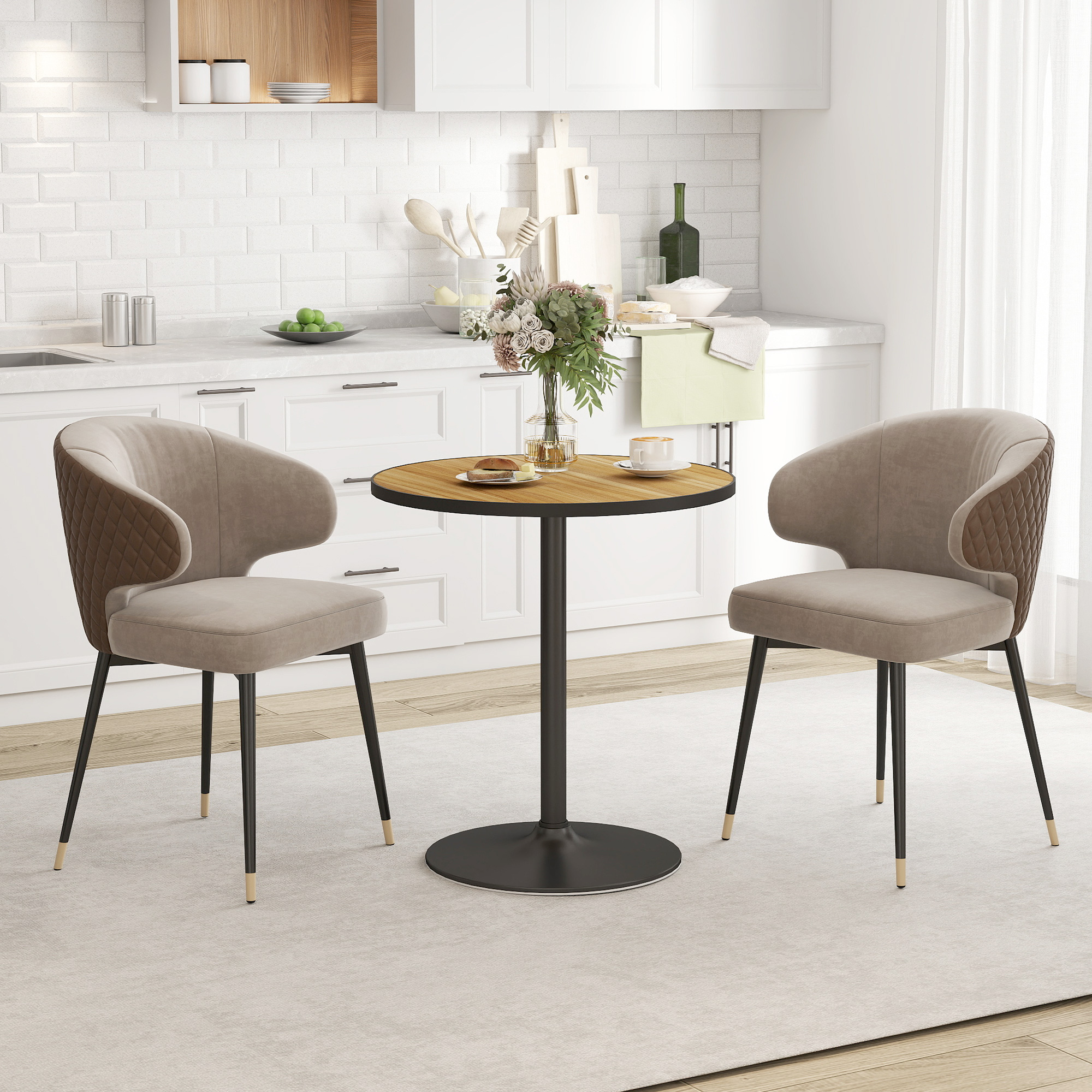 Ümmargune söögilaud, tamme välimusega, 70 cm, 2–4 inimesele