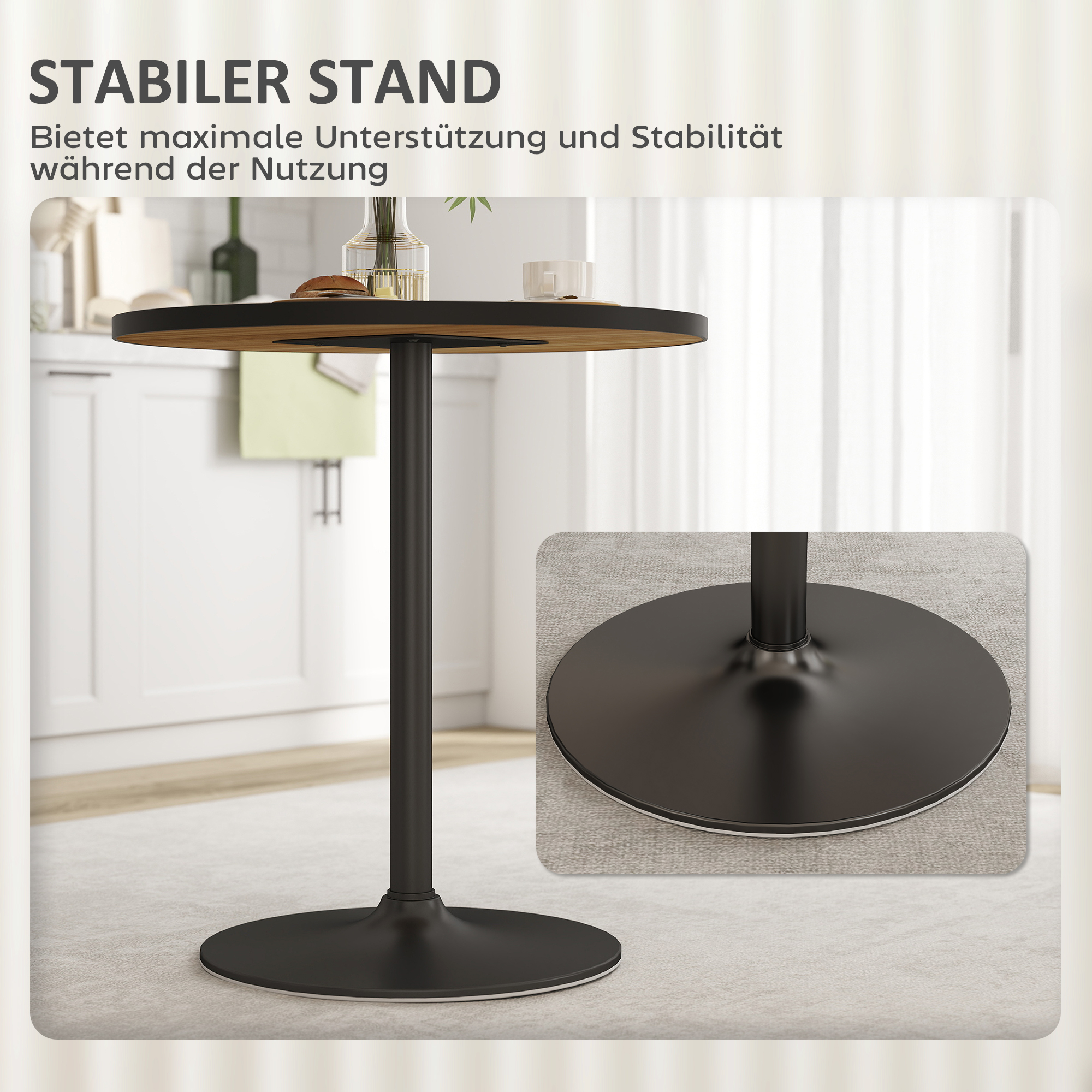 Ümmargune söögilaud, tamme välimusega, 70 cm, 2–4 inimesele