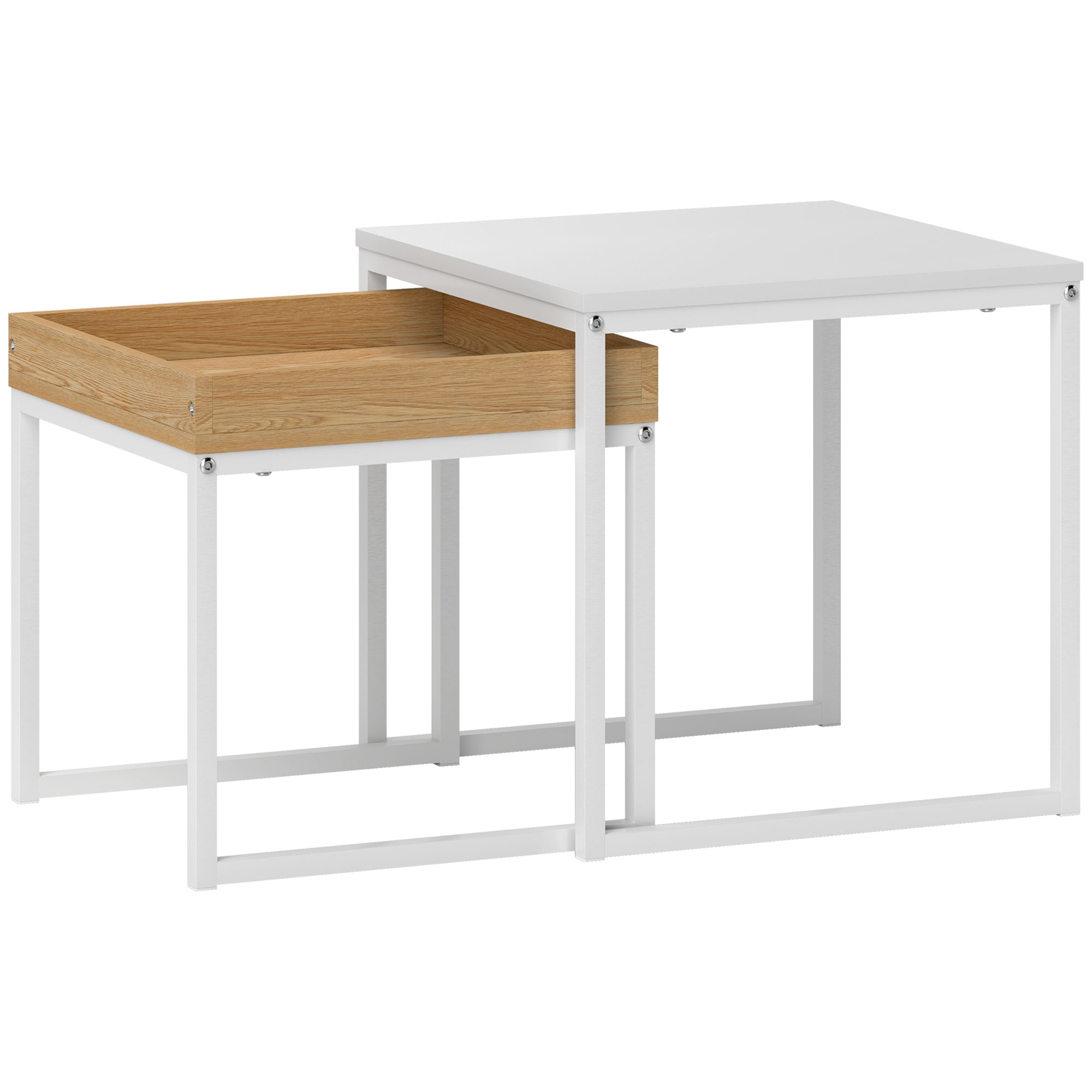 Modernne kohvilaudade 2-osaline komplekt, valge, MDF, teras