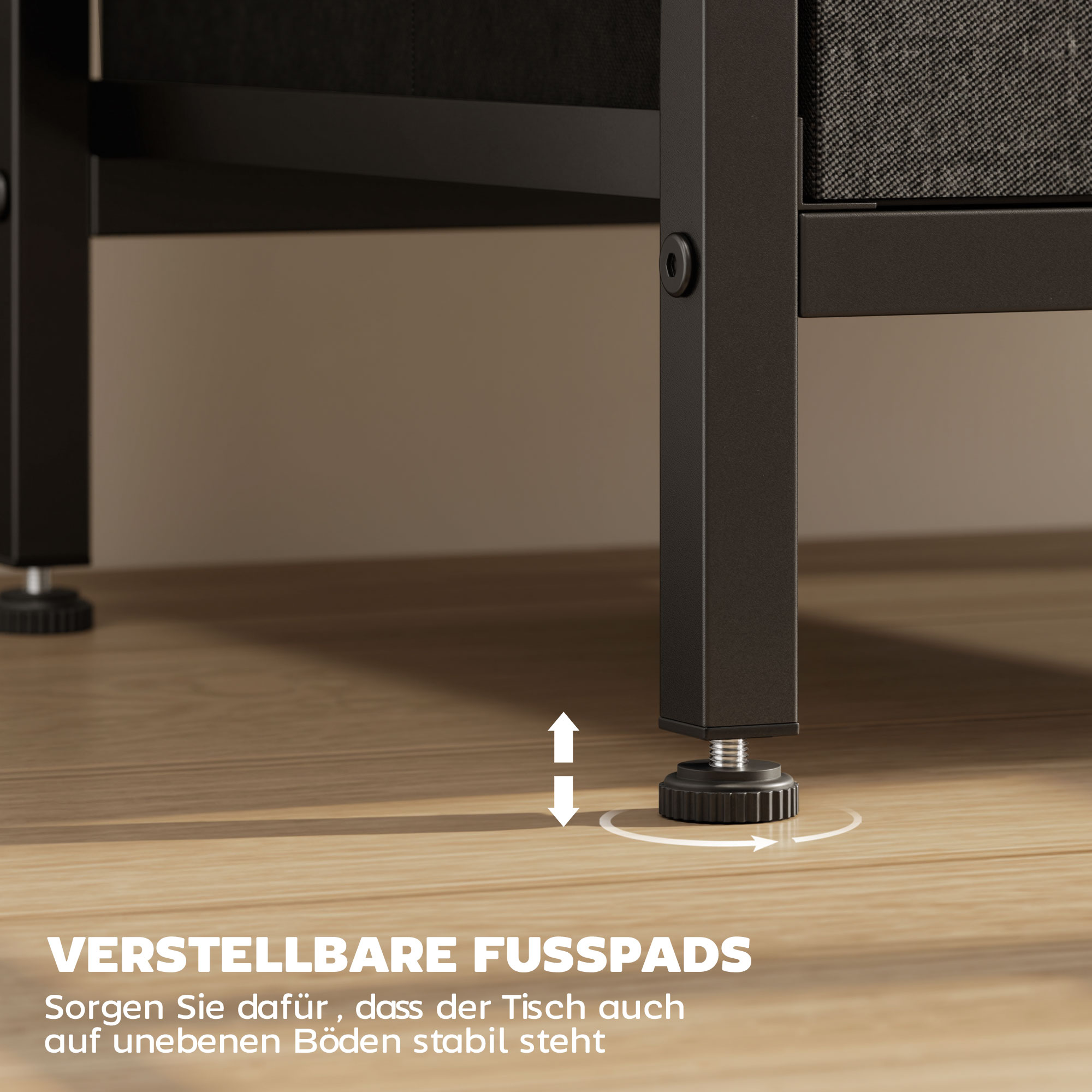 Külglaud laadimisjaamaga, terasraam, USB-C ühendused, sahtlid, konksud, 40 x 30 x 60 cm, must