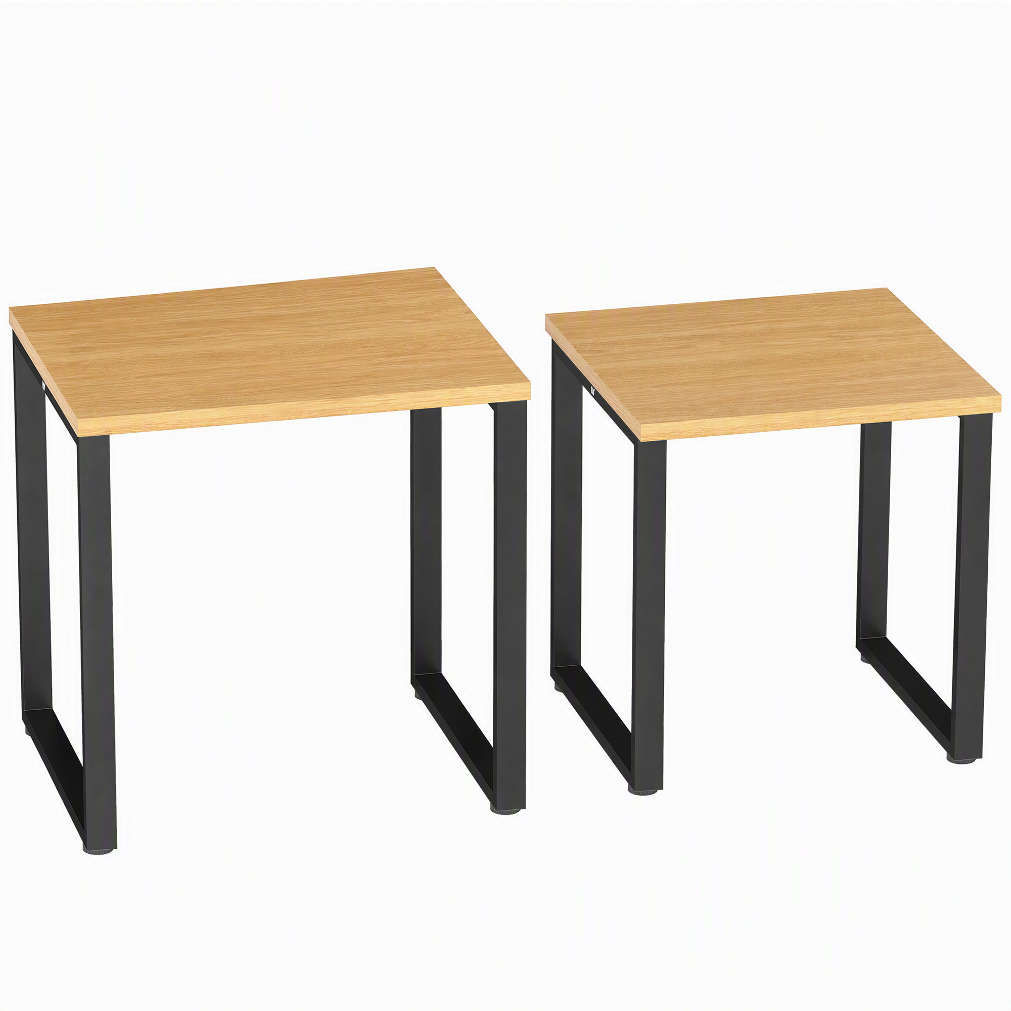 2-osaline kohvilaudade komplekt, naturaalne puit ja must, metallraam