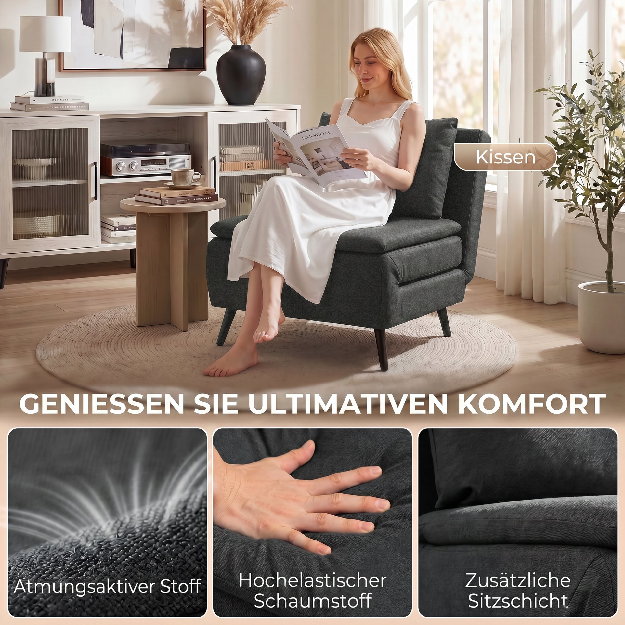 Magamiskrėsel 3-in-1, kokkupandav linase efekti, tumehall, 120 kg