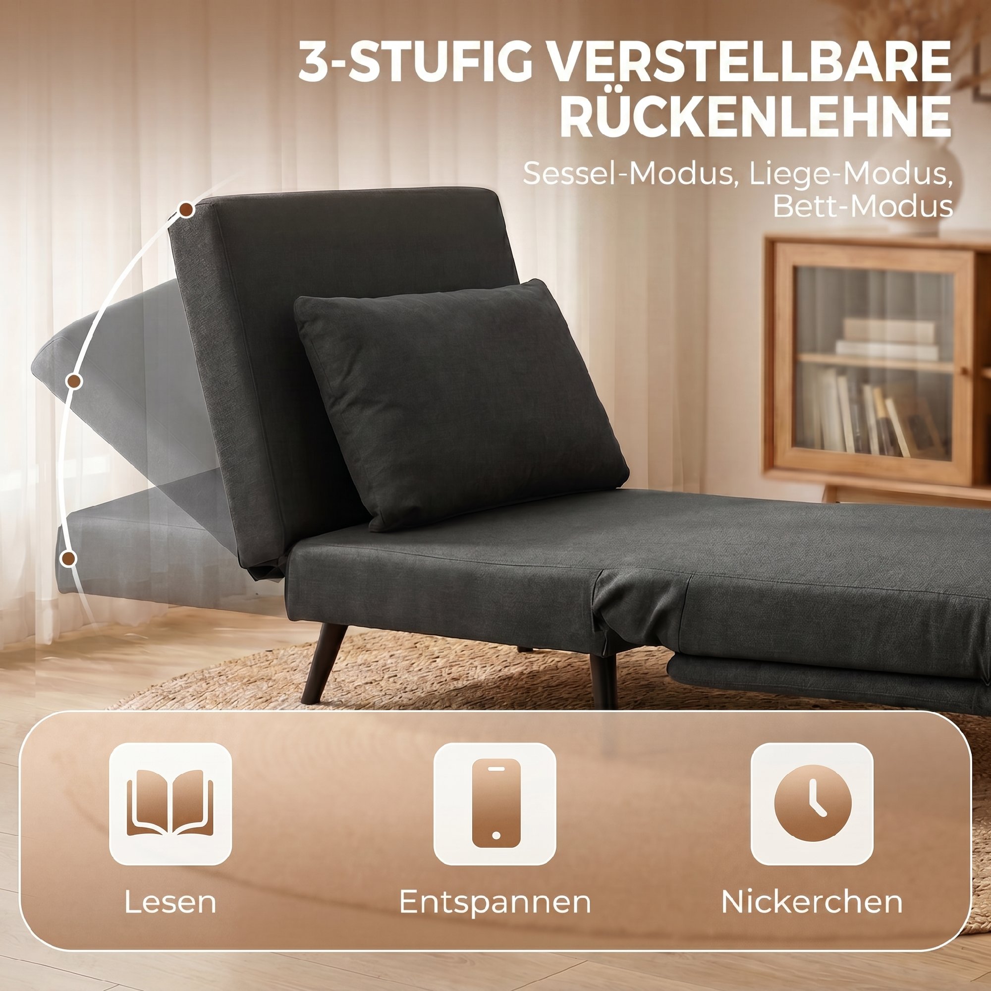 Magamiskrėsel 3-in-1, kokkupandav linase efekti, tumehall, 120 kg