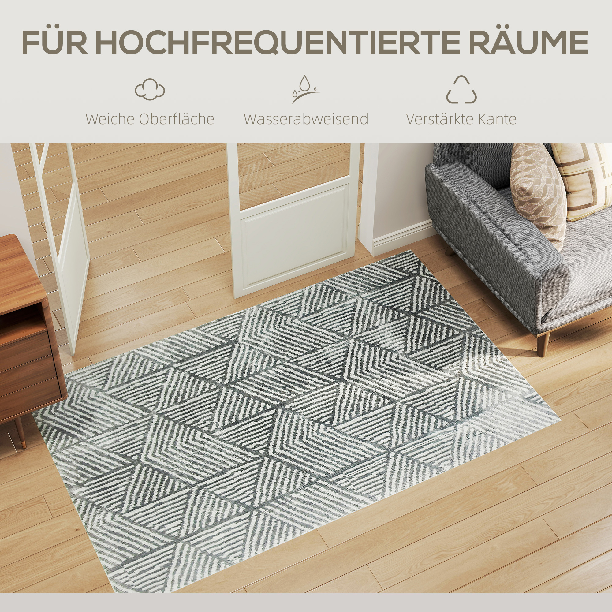 Vaip elutuppa, modernne stiil, pestav, 170 x 120 cm, tumehall