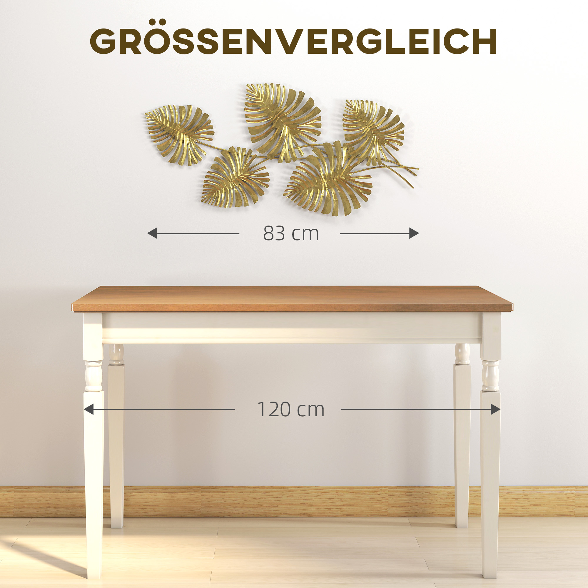Metallist seinakaunistuse komplekt, kuldne, 83 x 2,5 x 39 cm