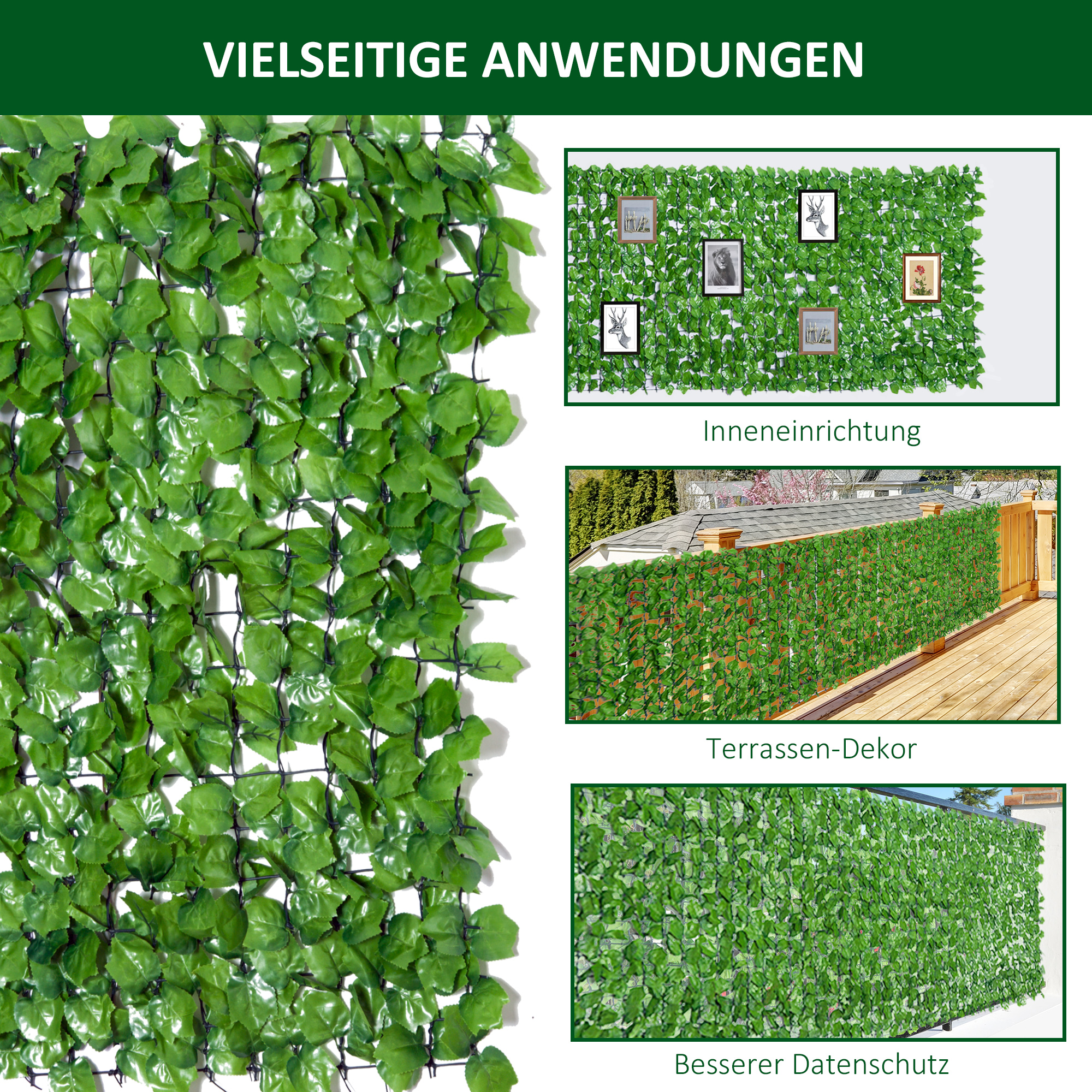 Kunstlik hekk privaatsuse jaoks, heleroheline, 300 x 100 cm