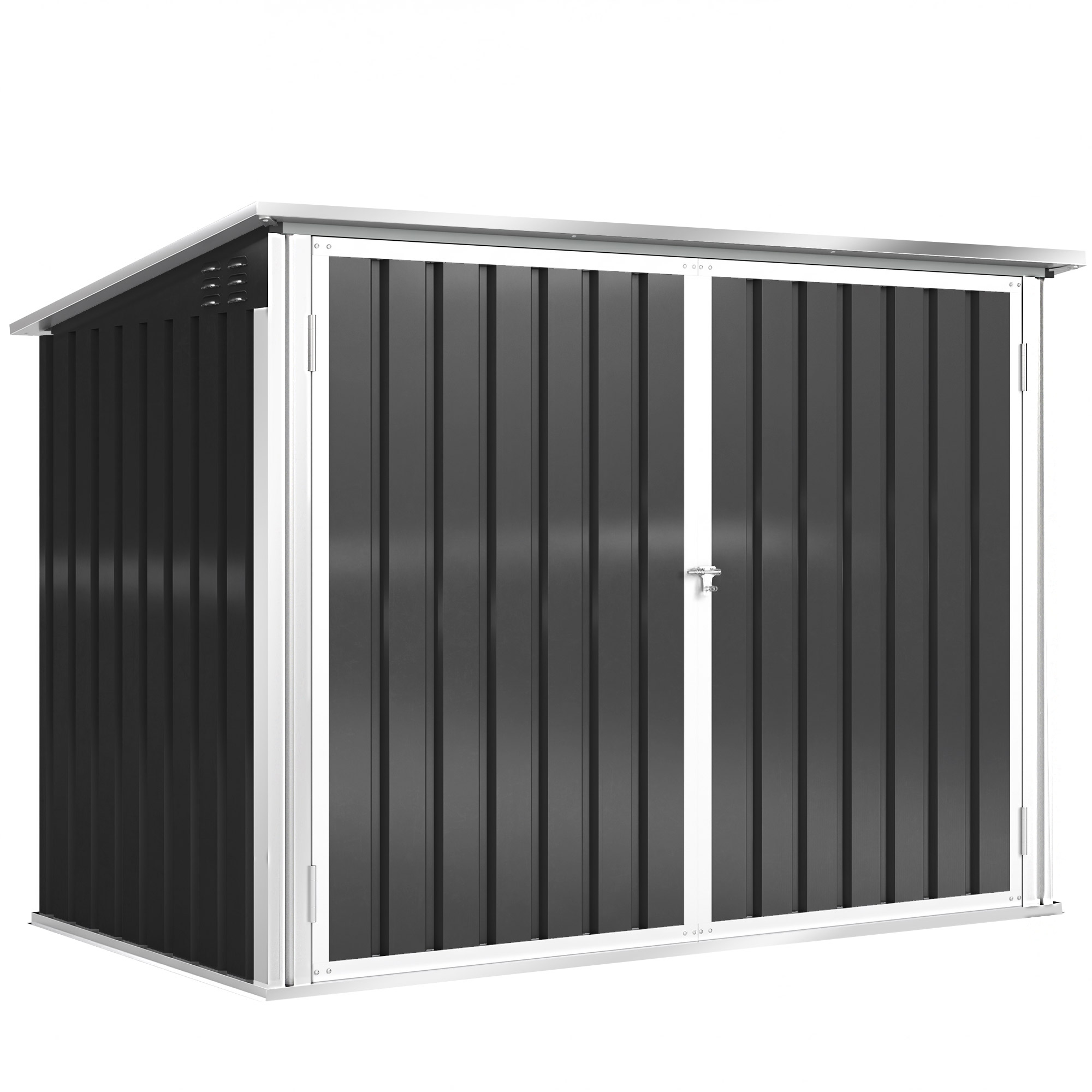 Mülltonnenbox 2 prügikasti jaoks, tsingitud teras, tumehall, 179,5 x 108 x 129,5/113 cm