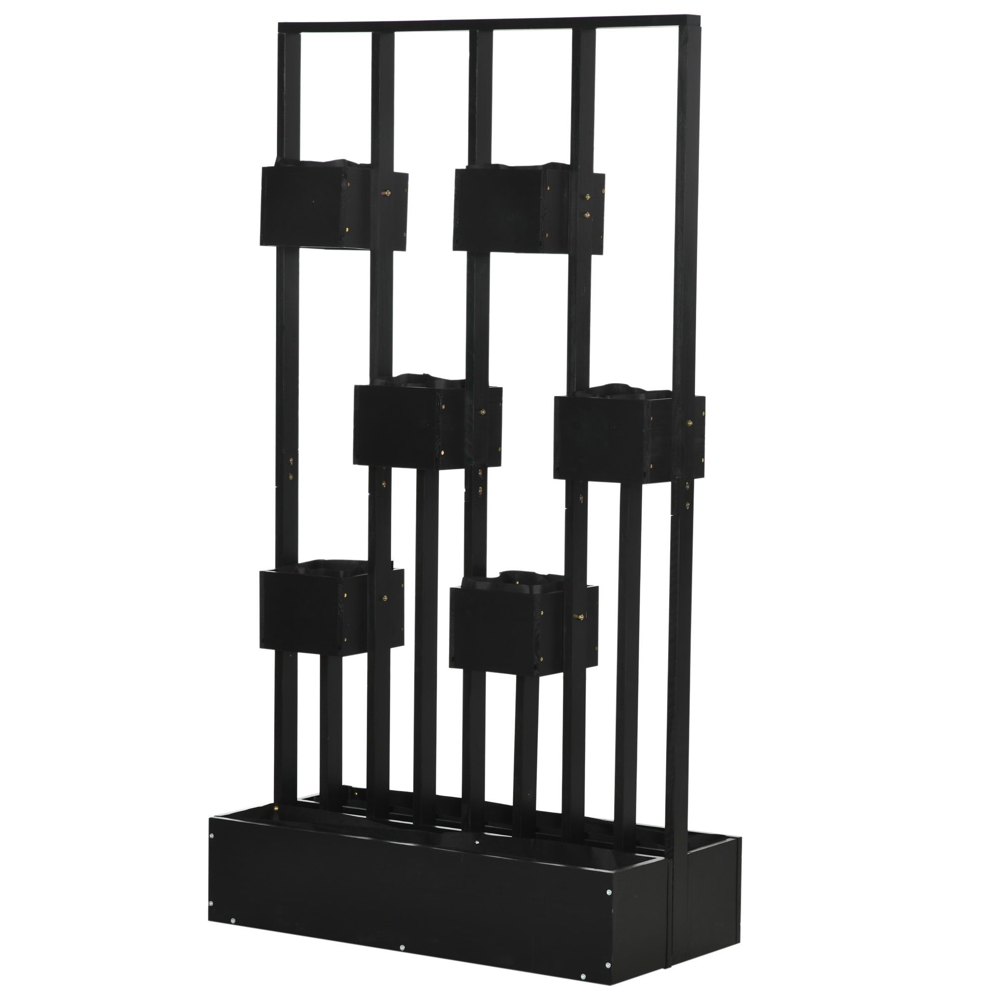 Modulaarne taimekastide kombinatsioon alusraamiga, must, 90 x 45 x 170 cm