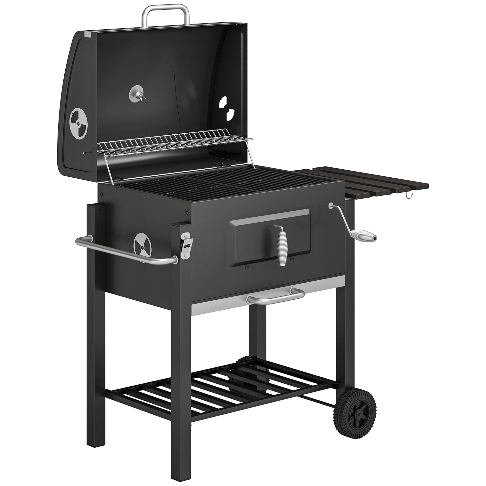 Puusöegrill suitsutaja, must, 113 x 65 x 108 cm