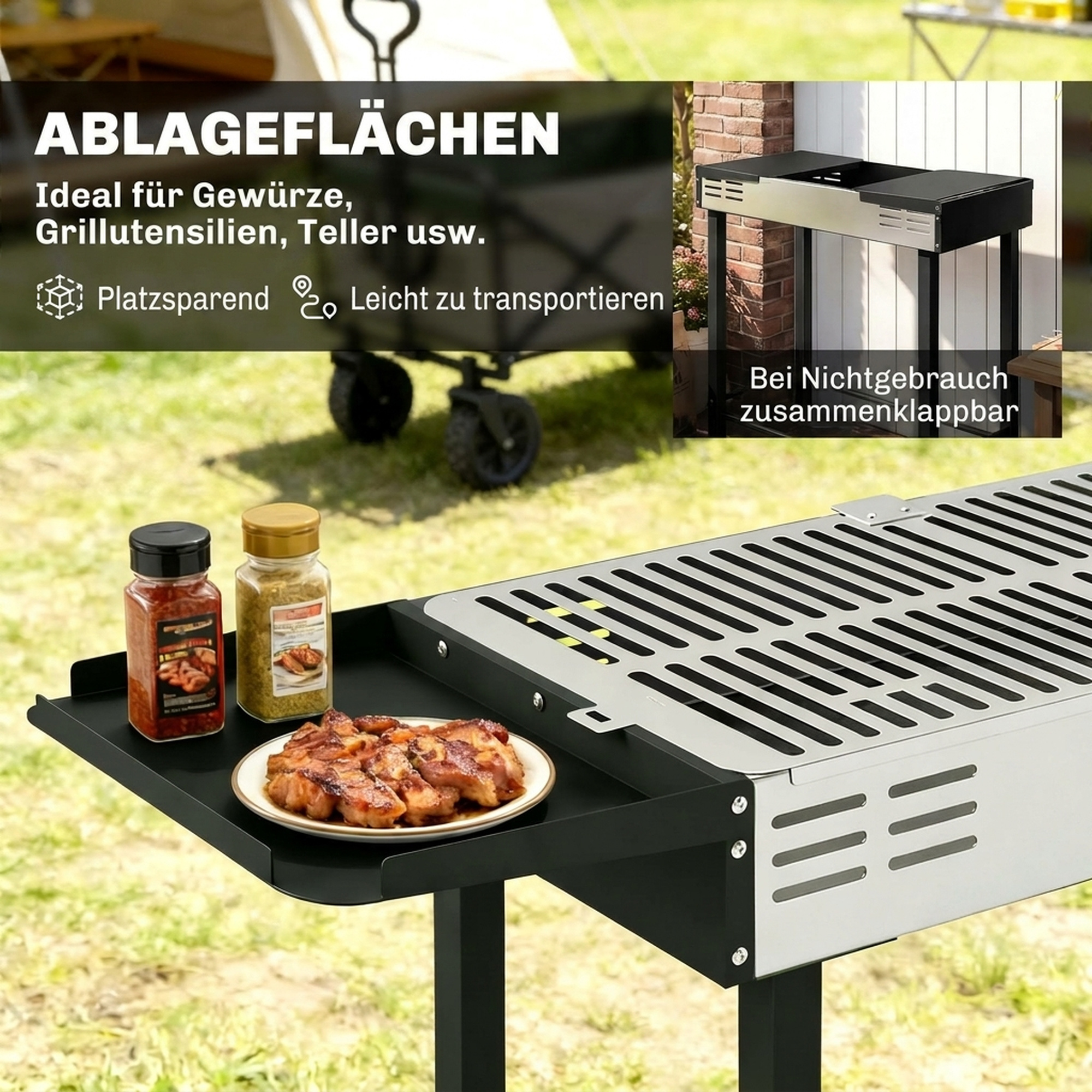 Söegrill pöörleva vardaga, must, 118 x 32 x 90 cm