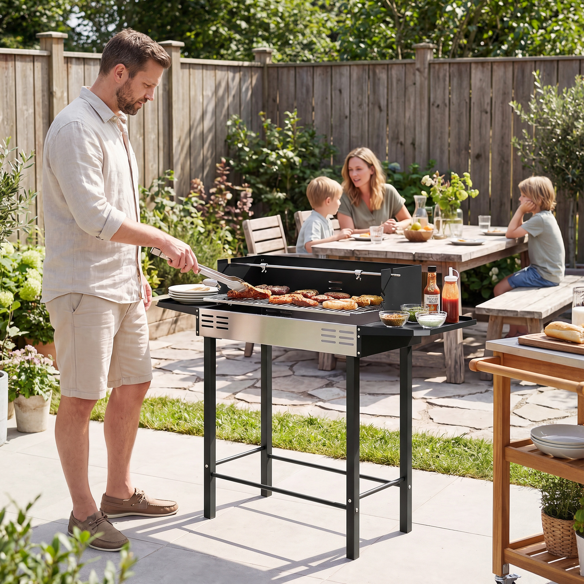 Söegrill pöörleva vardaga, must, 118 x 32 x 90 cm