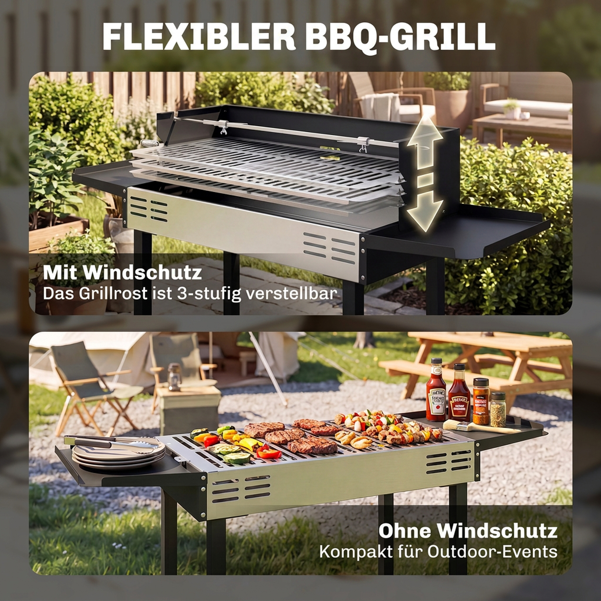 Söegrill pöörleva vardaga, must, 118 x 32 x 90 cm
