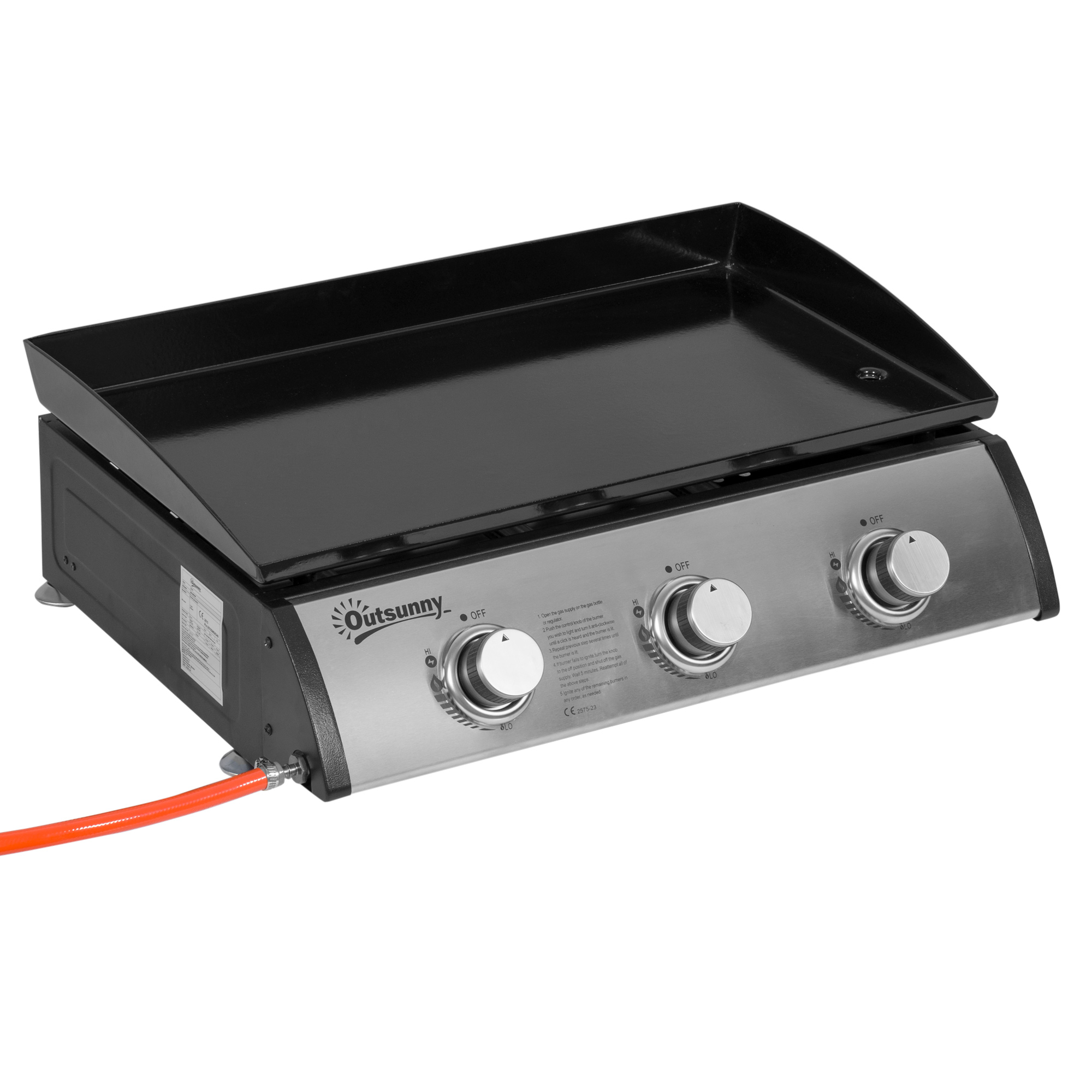 Gaasigrill 3 põletiga, roostevaba teras, hõbedane, 63 x 48 x 21 cm