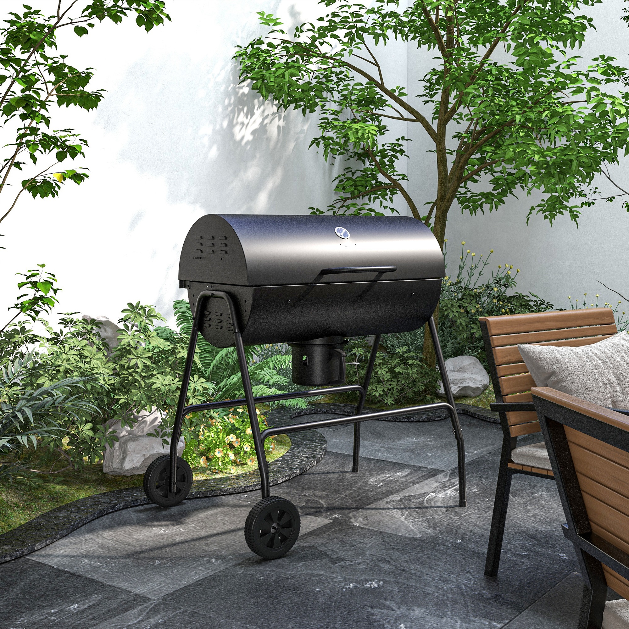Söegrill kaanega, must, 95 x 71,5 x 102 cm