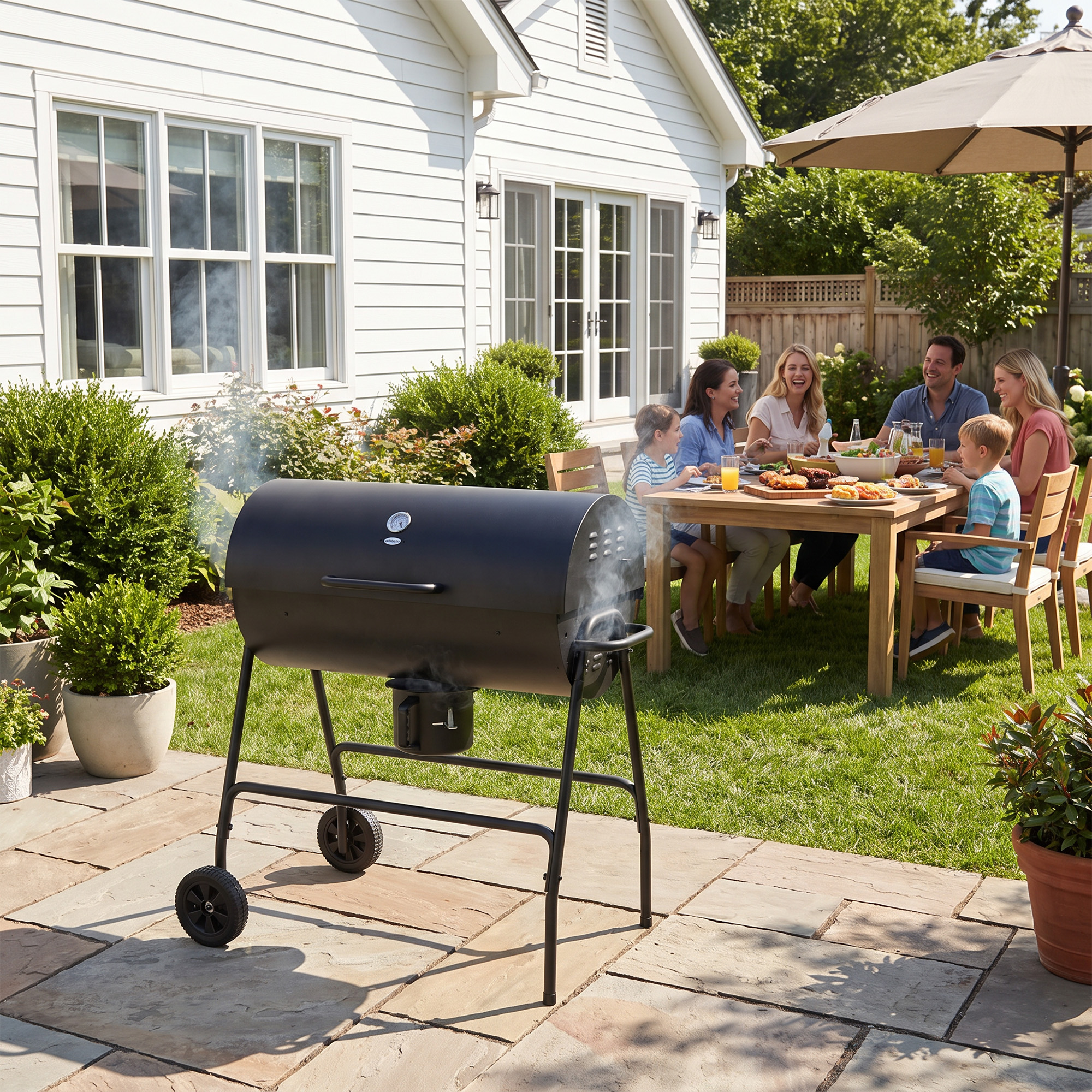 Söegrill kaanega, must, 95 x 71,5 x 102 cm