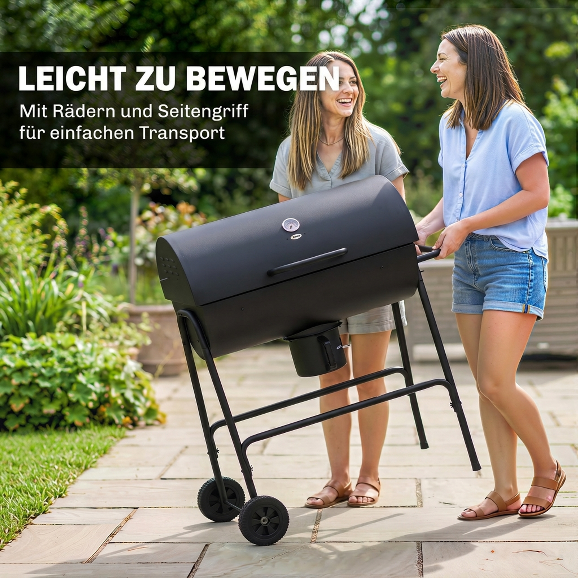 Söegrill kaanega, must, 95 x 71,5 x 102 cm