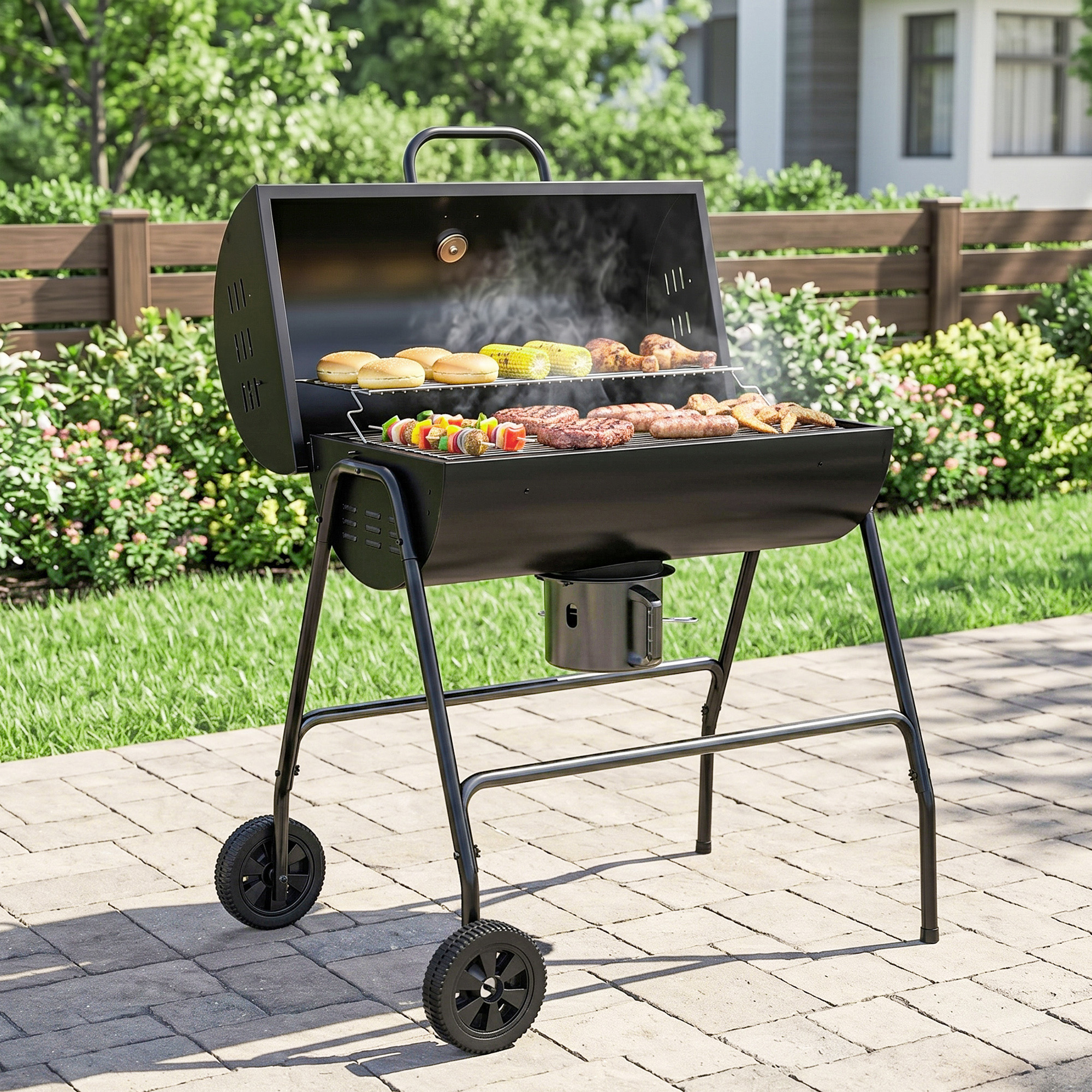 Söegrill kaanega, must, 95 x 71,5 x 102 cm