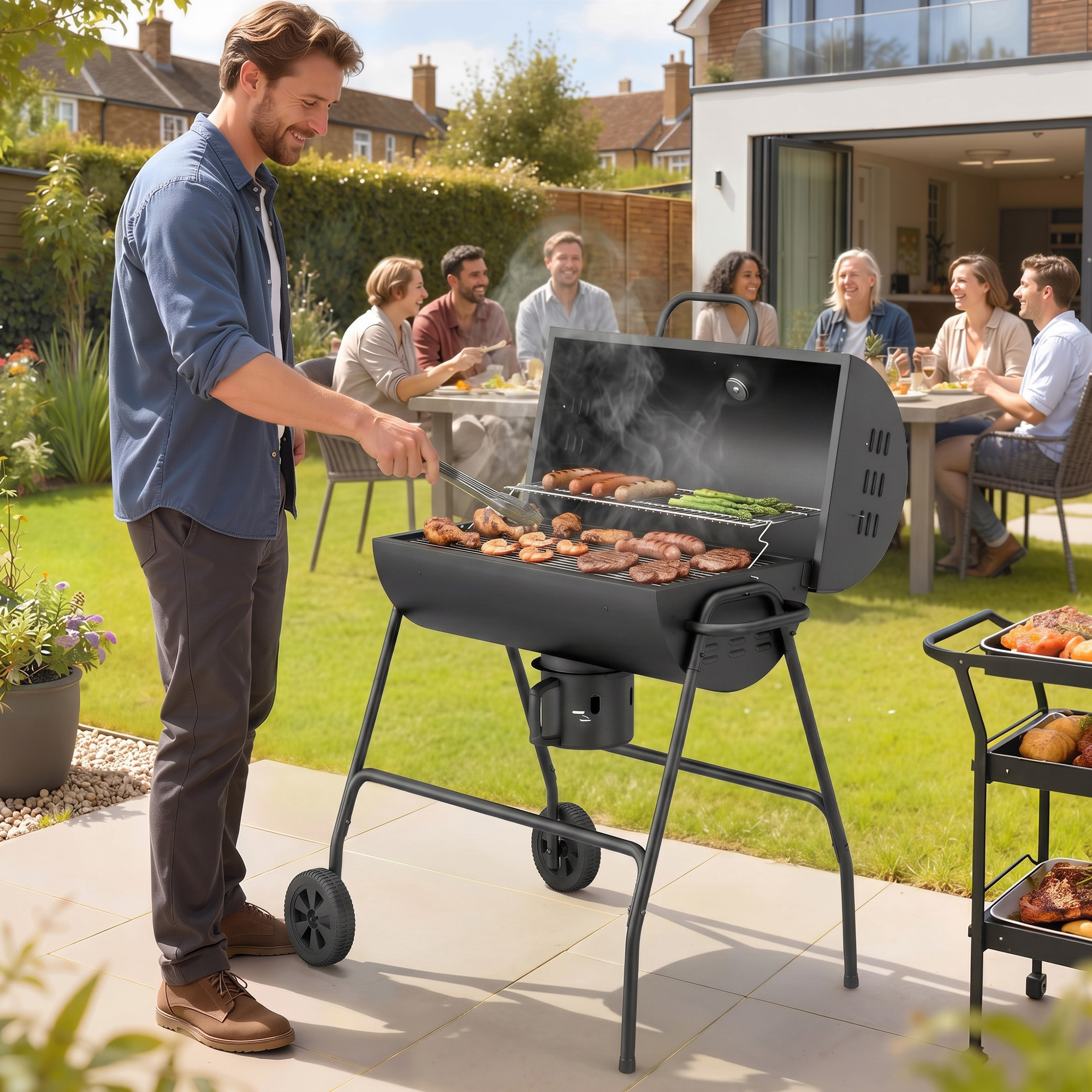 Söegrill kaanega, must, 95 x 71,5 x 102 cm