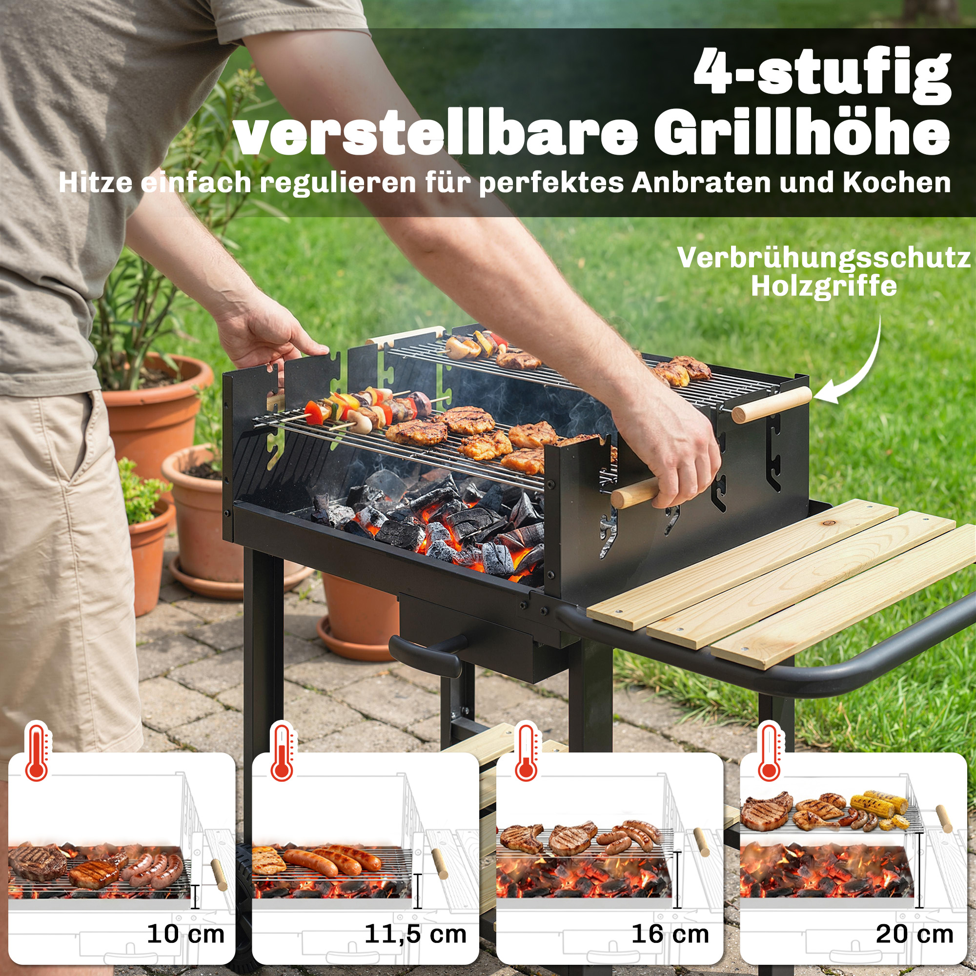 Söegrill käru, must, 99,5 x 58 x 82 cm