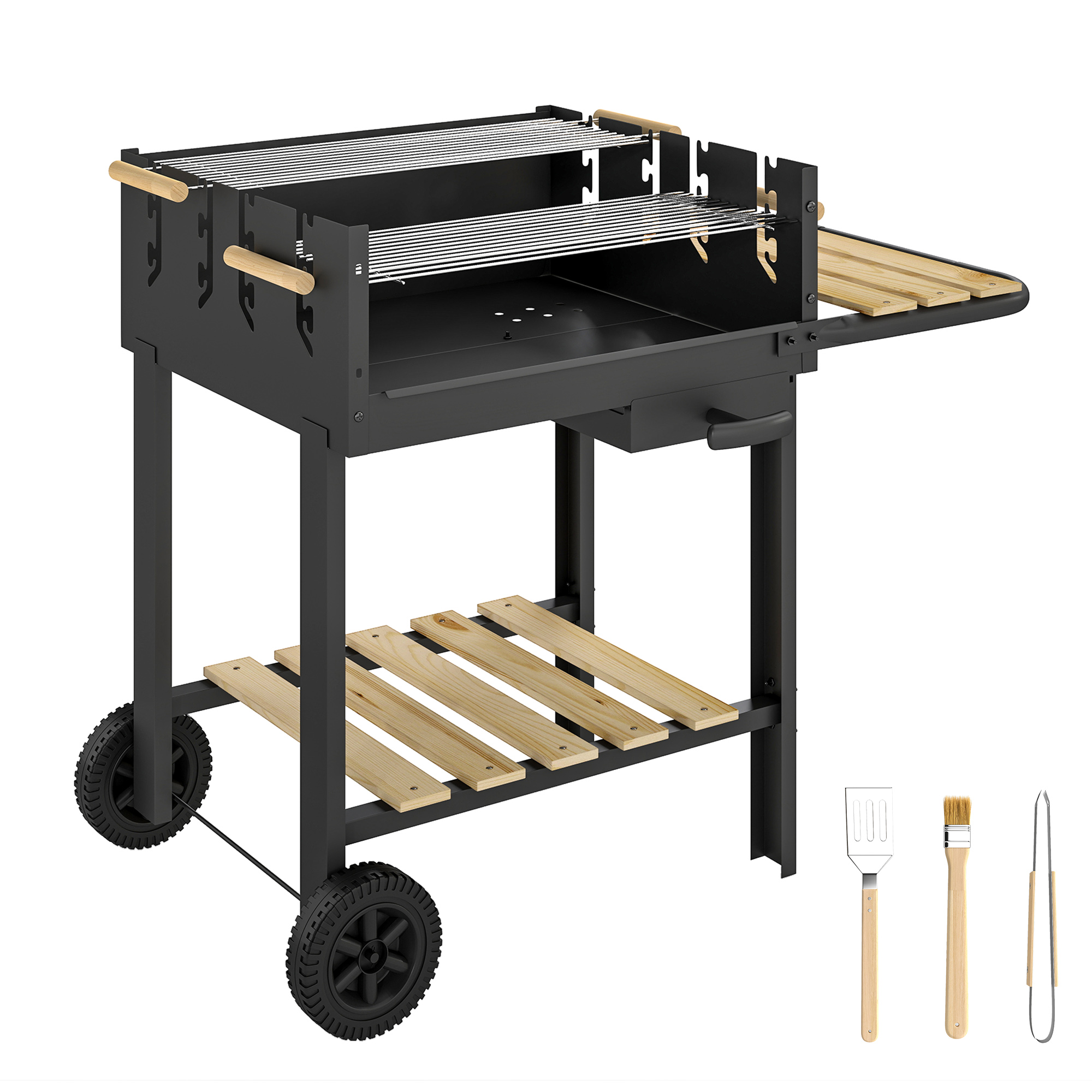 Söegrill käru, must, 99,5 x 58 x 82 cm
