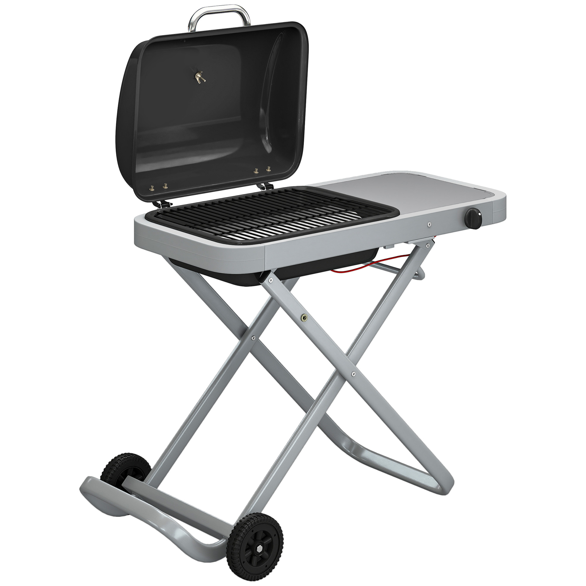 Kaasaskantav gaasigrill, 1 põletiga, 2,5 kW, must hõbedane, 109 x 55 x 89 cm