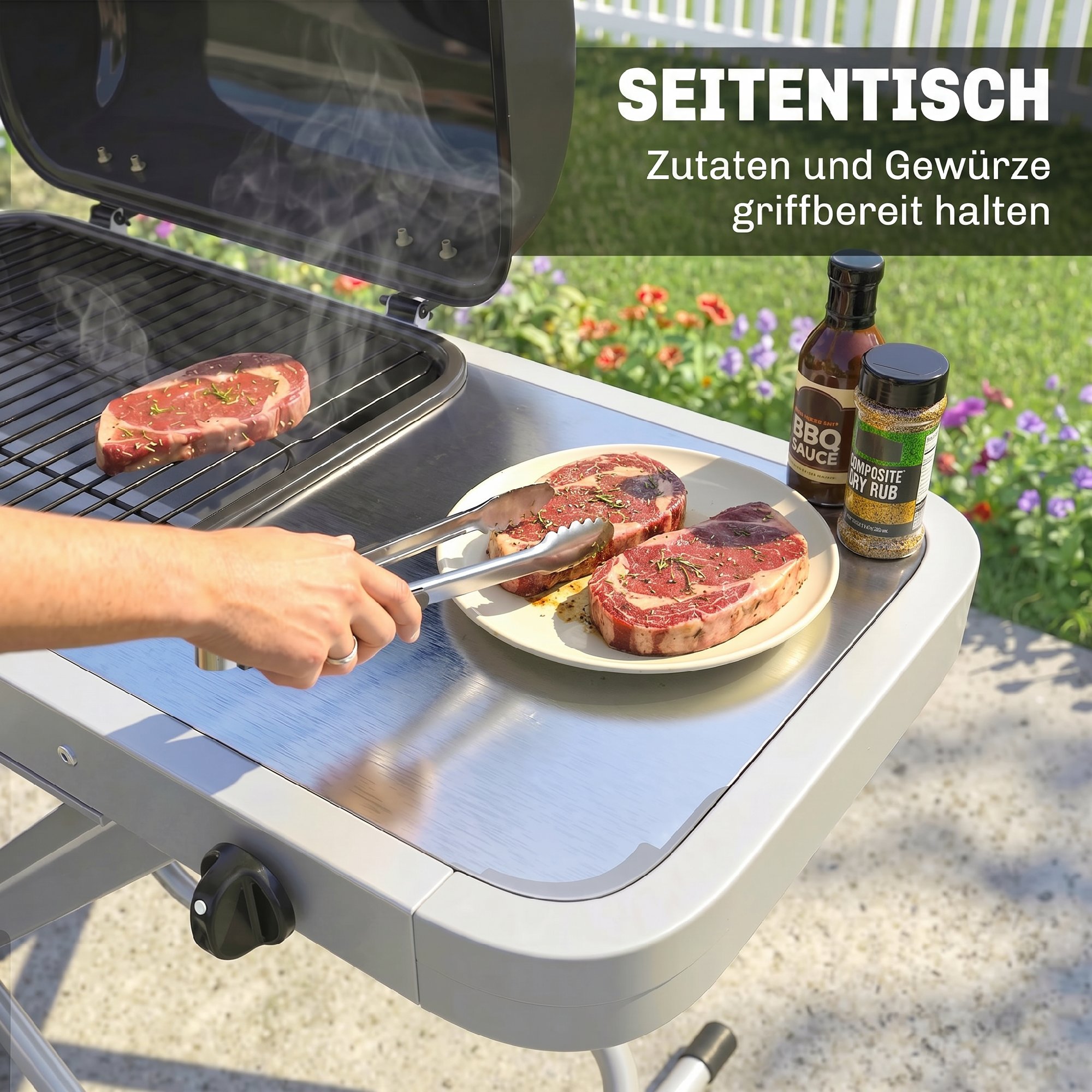 Kaasaskantav gaasigrill, 1 põletiga, 2,5 kW, must hõbedane, 109 x 55 x 89 cm