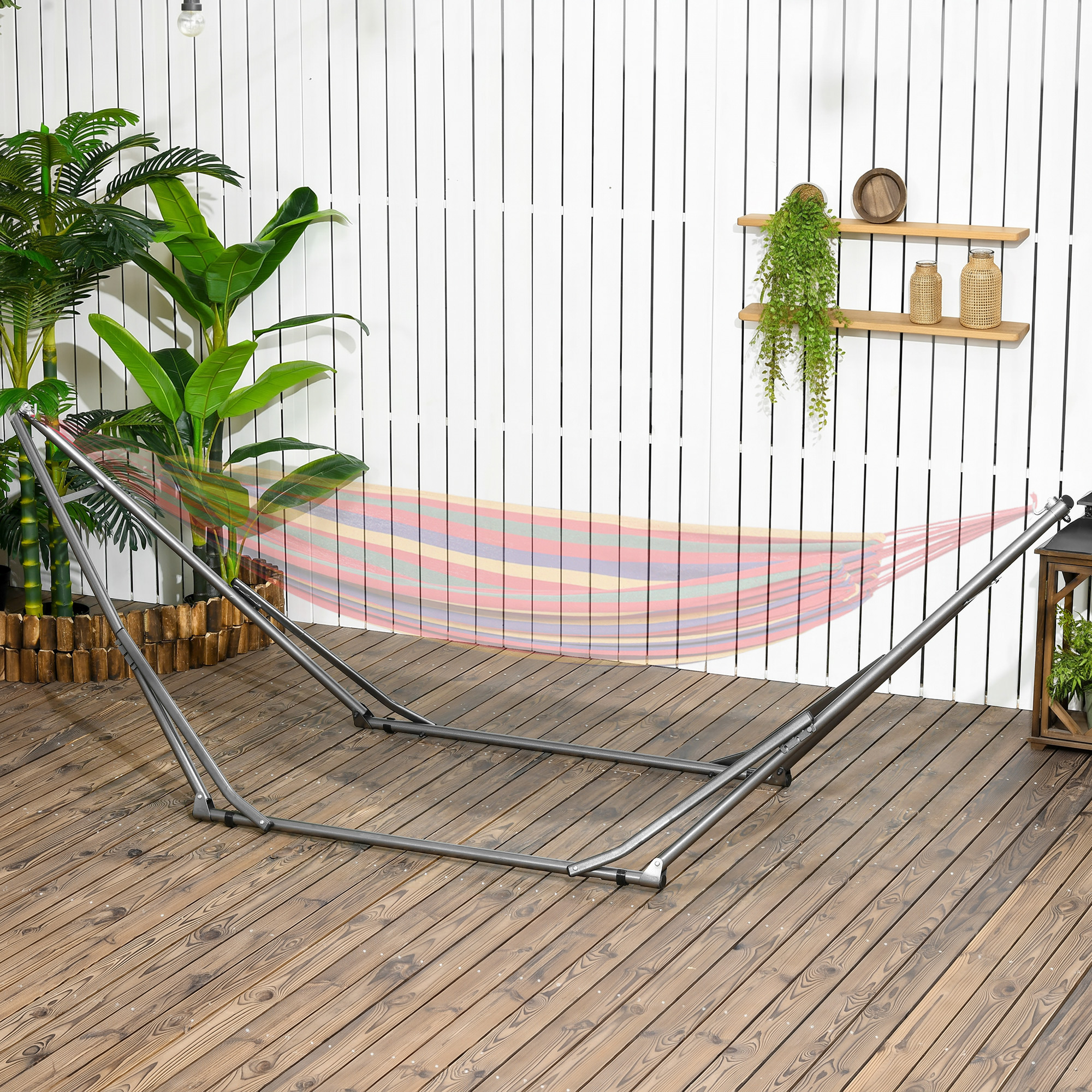 2-in-1 võrkkiige alus, must / hõbedane, 290 x 92 x 88 cm