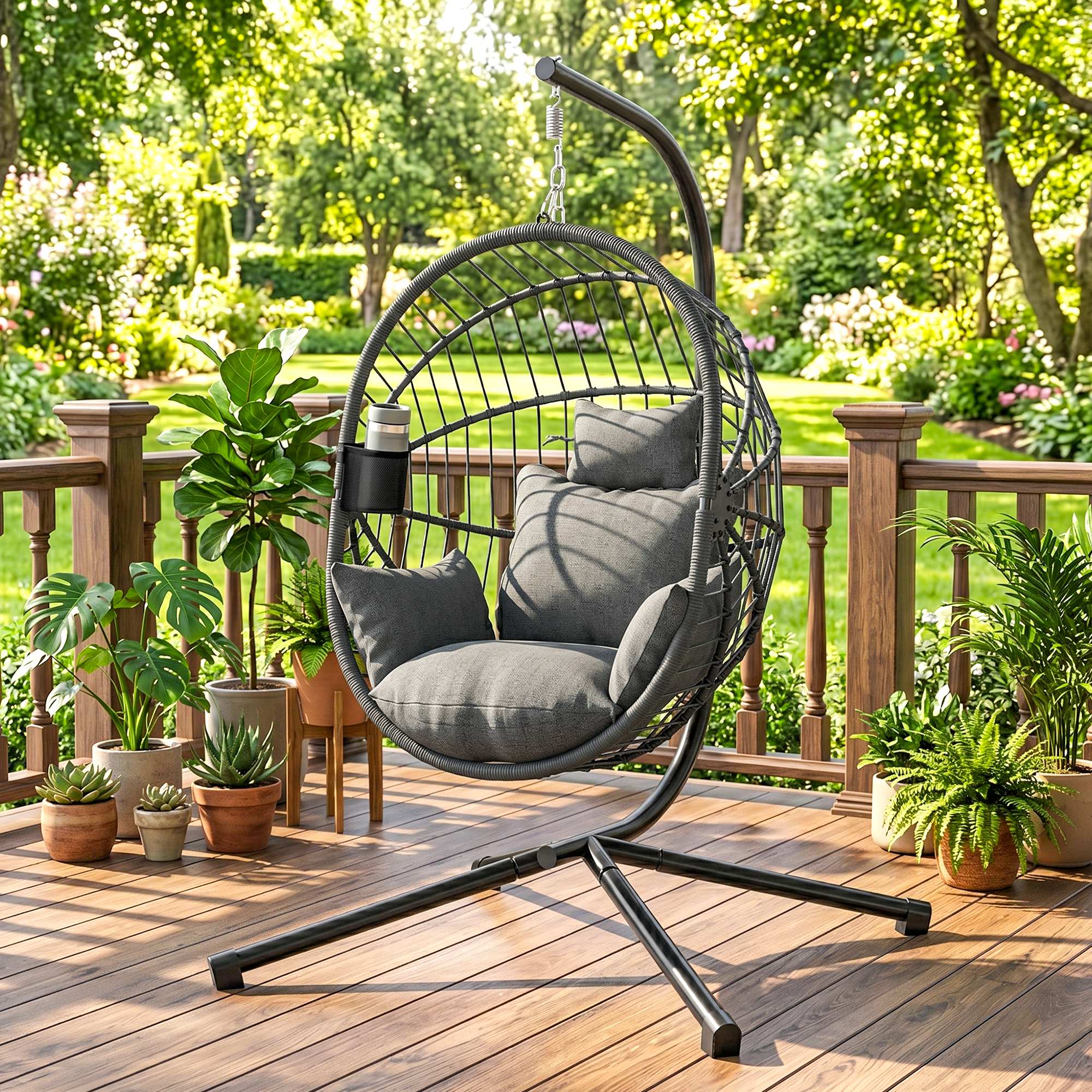 Ripptool Egg Chair, koos padjaga, hall, 120 x 106 x 188 cm