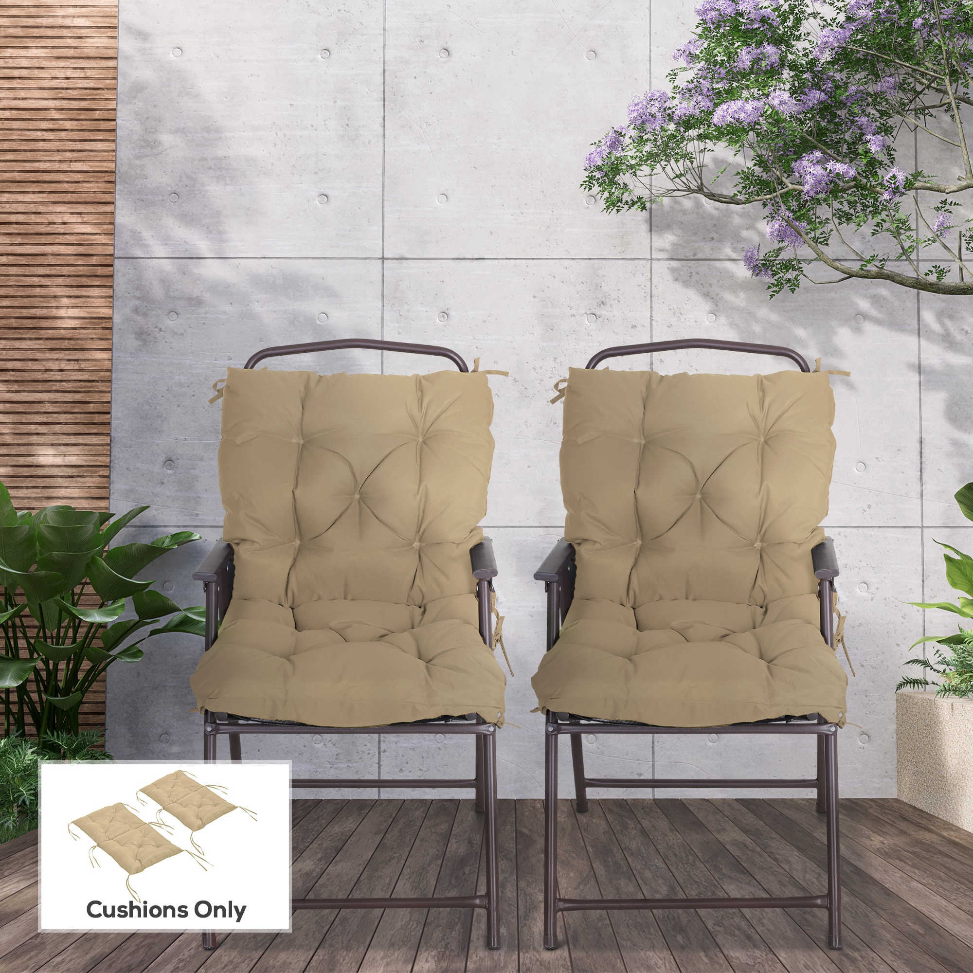 2 tk istmepatjade komplekt, 98 x 50 cm, khaki, polüester, 8 cm