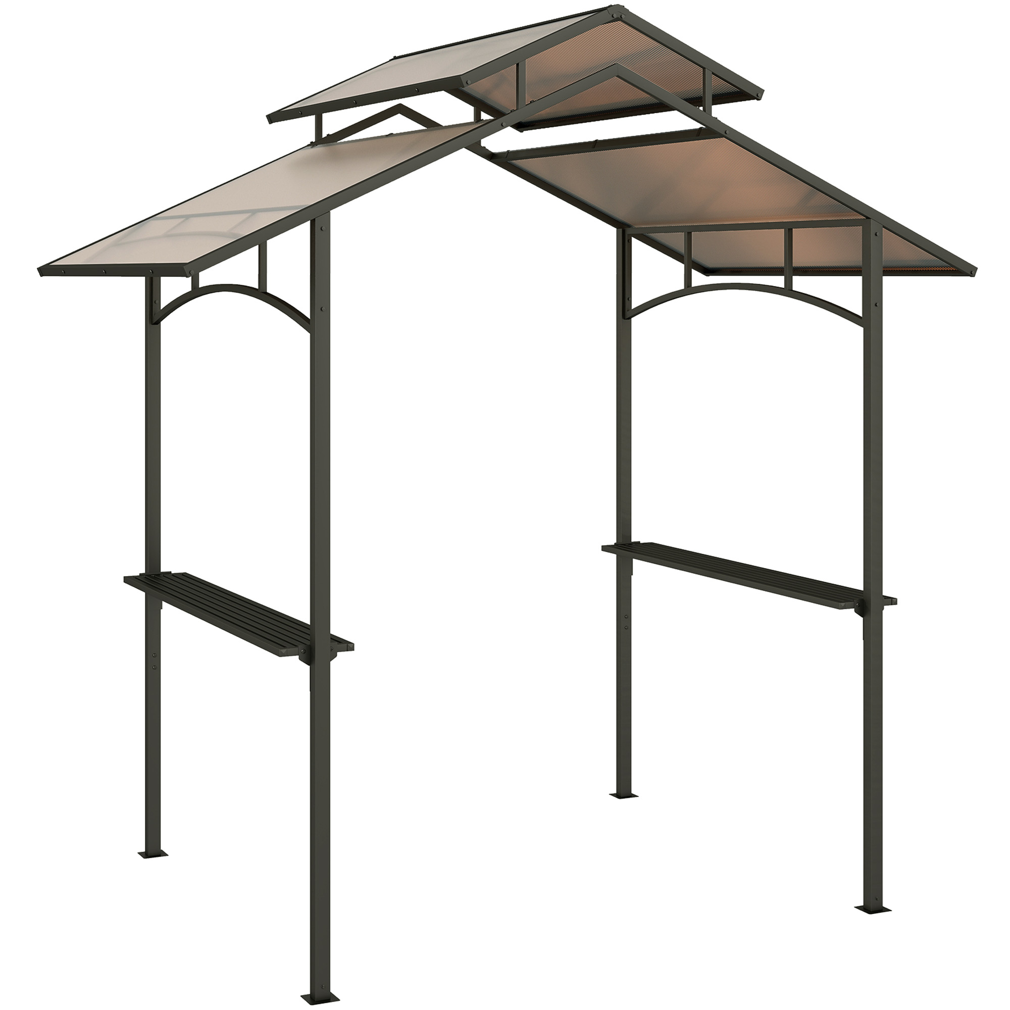 Grillipaviljon 2 riiuliga, 240 x 150 x 250 cm, must/pruun