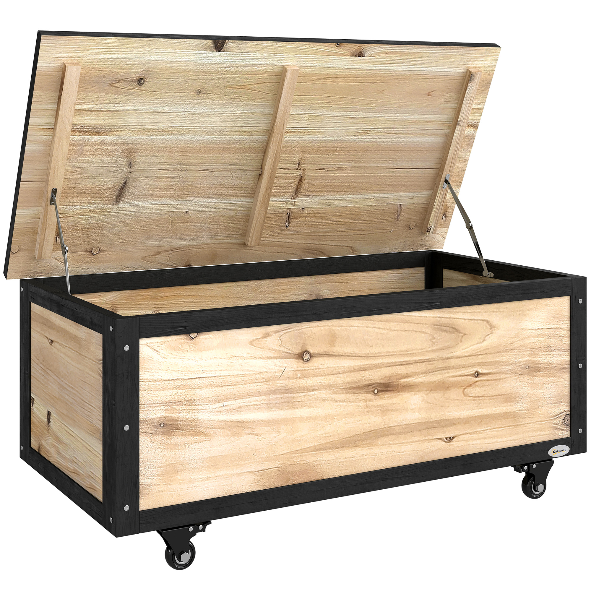 Aia hoiukast, 121 l, 2 ratta, naturaalpuidust, 100 x 50 x 43 cm