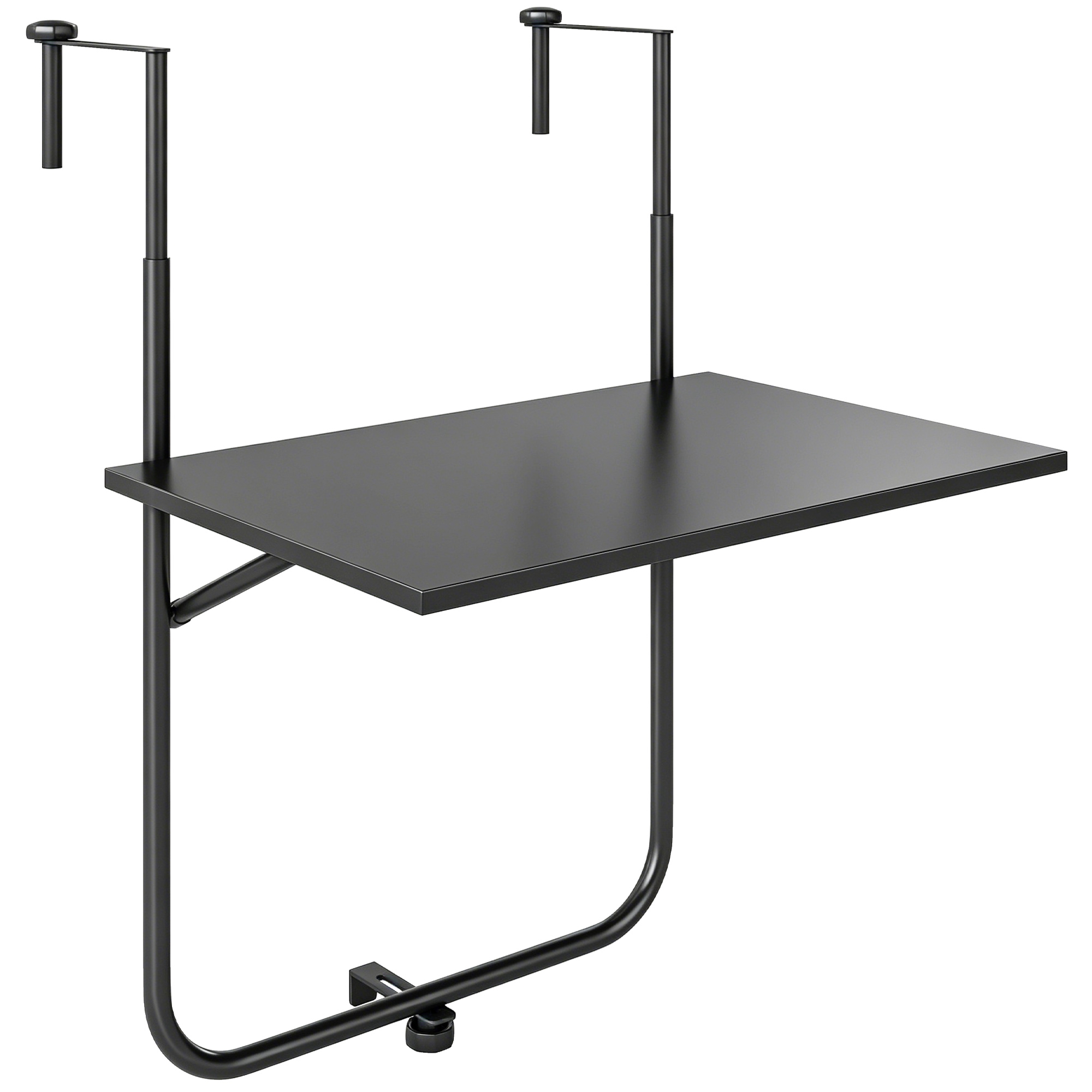Rõdutabel, kinnitatav piiretele, 6-15 cm paksusele, reguleeritav, terasest, 62 x 60 x 85,5 cm, must