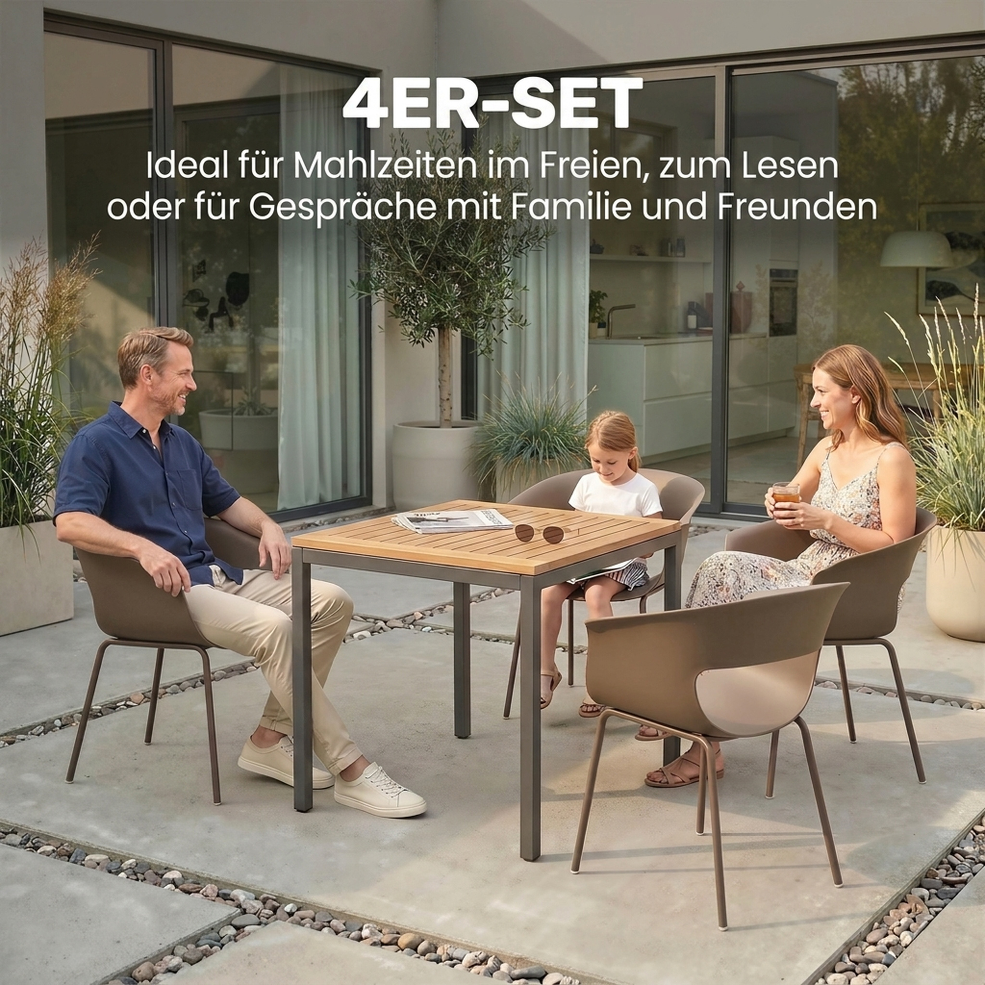 4 aia tooli komplekt, kohvi värvi, metall ja plast, 61 x 51 x 74 cm
