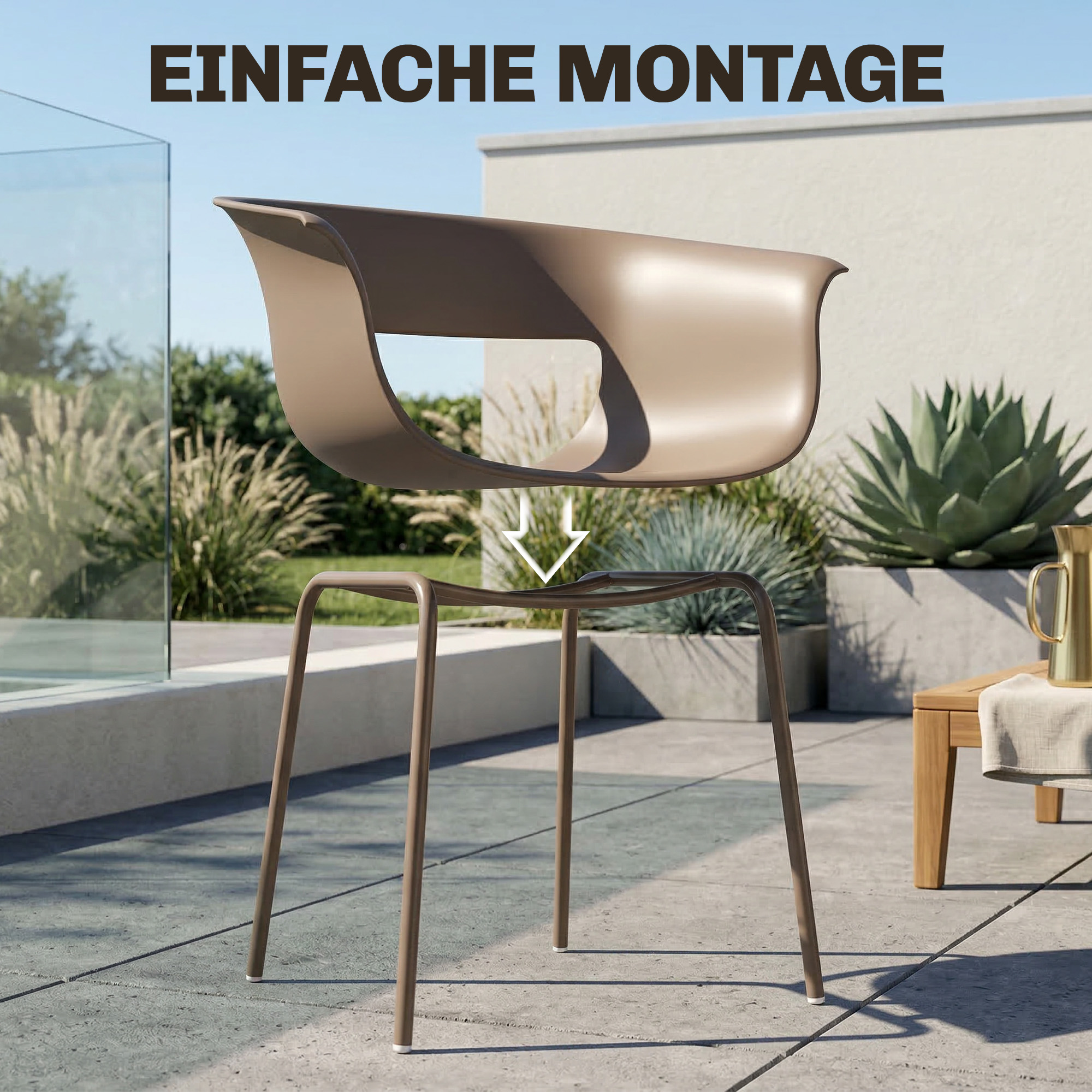 4 aia tooli komplekt, kohvi värvi, metall ja plast, 61 x 51 x 74 cm
