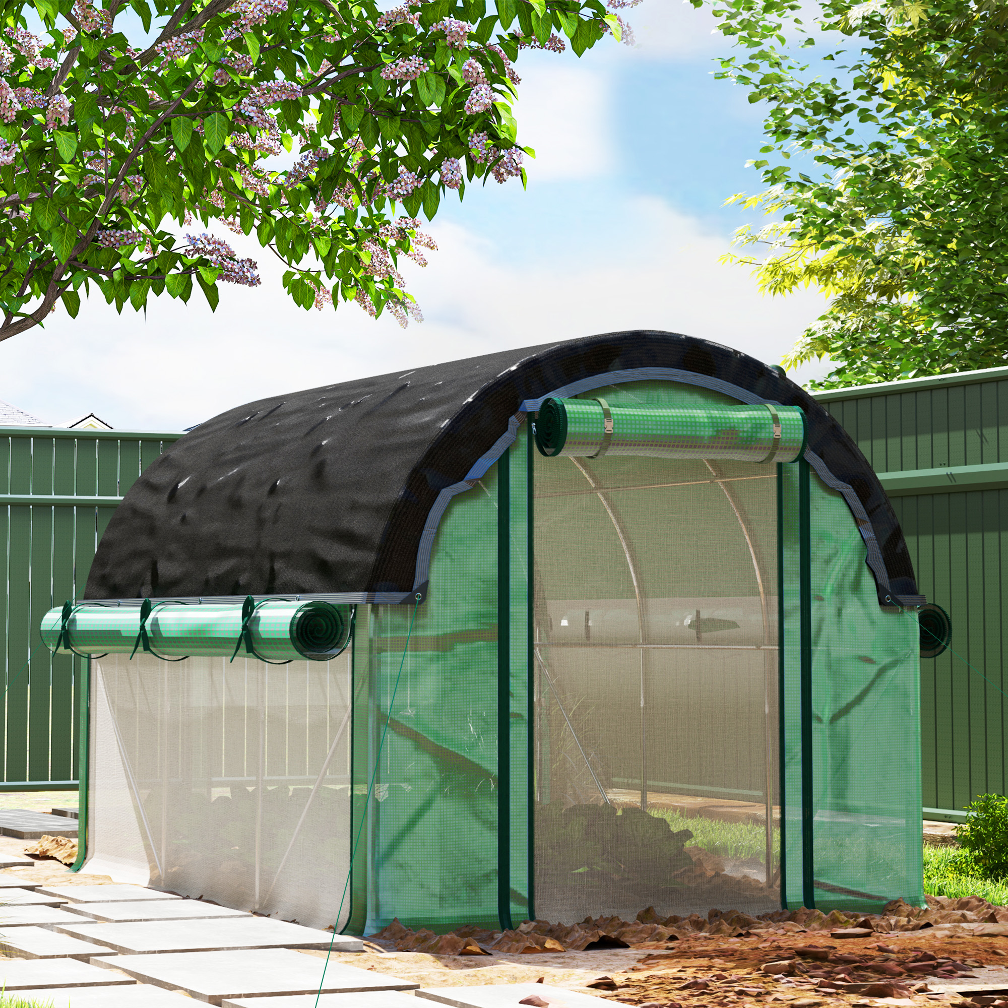 Polütunnel-kasvuhoone päikesekaitsevõrguga, 3 x 2 x 2 m, roheline