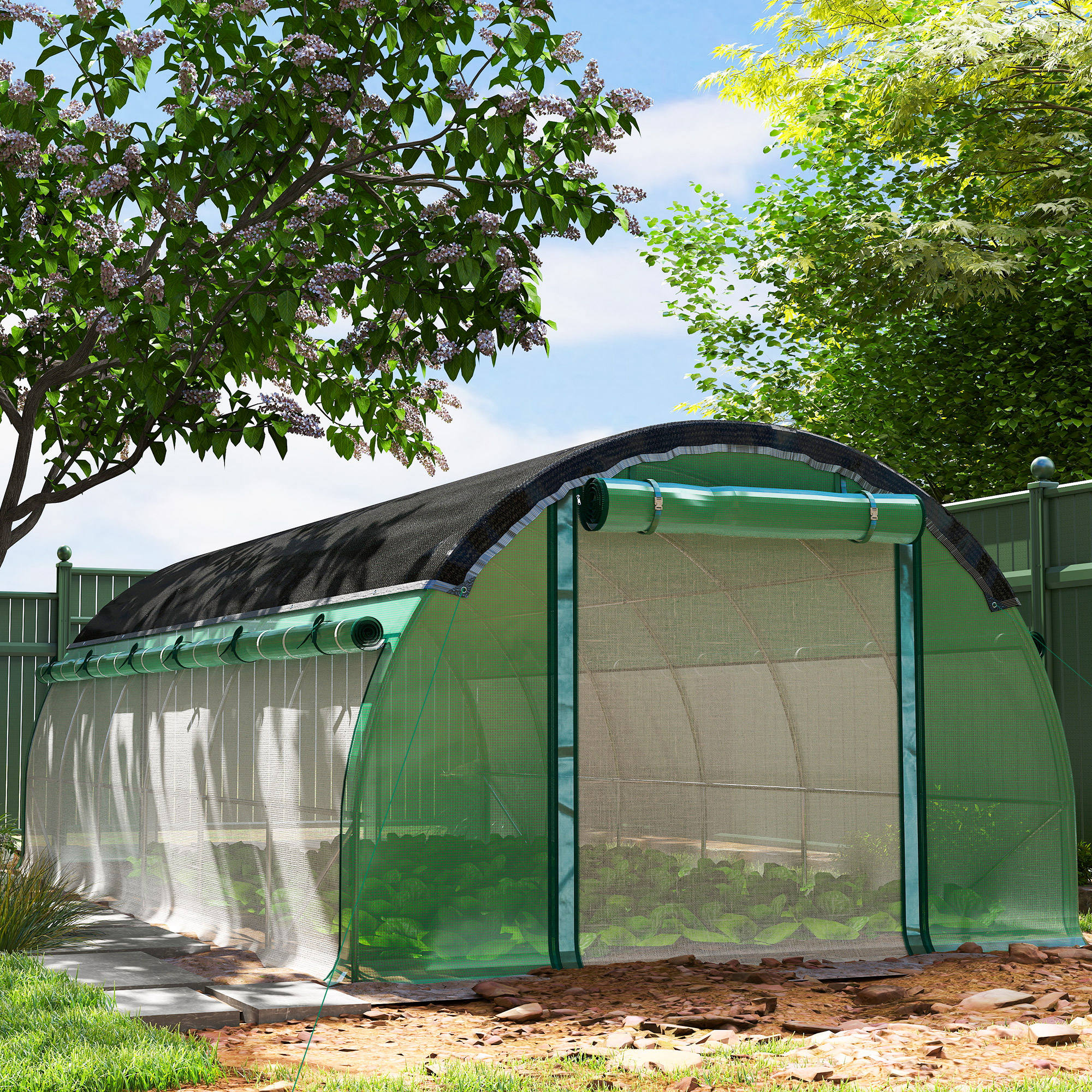 Varikatus polütunnel, päikesekaitsevõrguga, 6 x 3 x 2 m, roheline