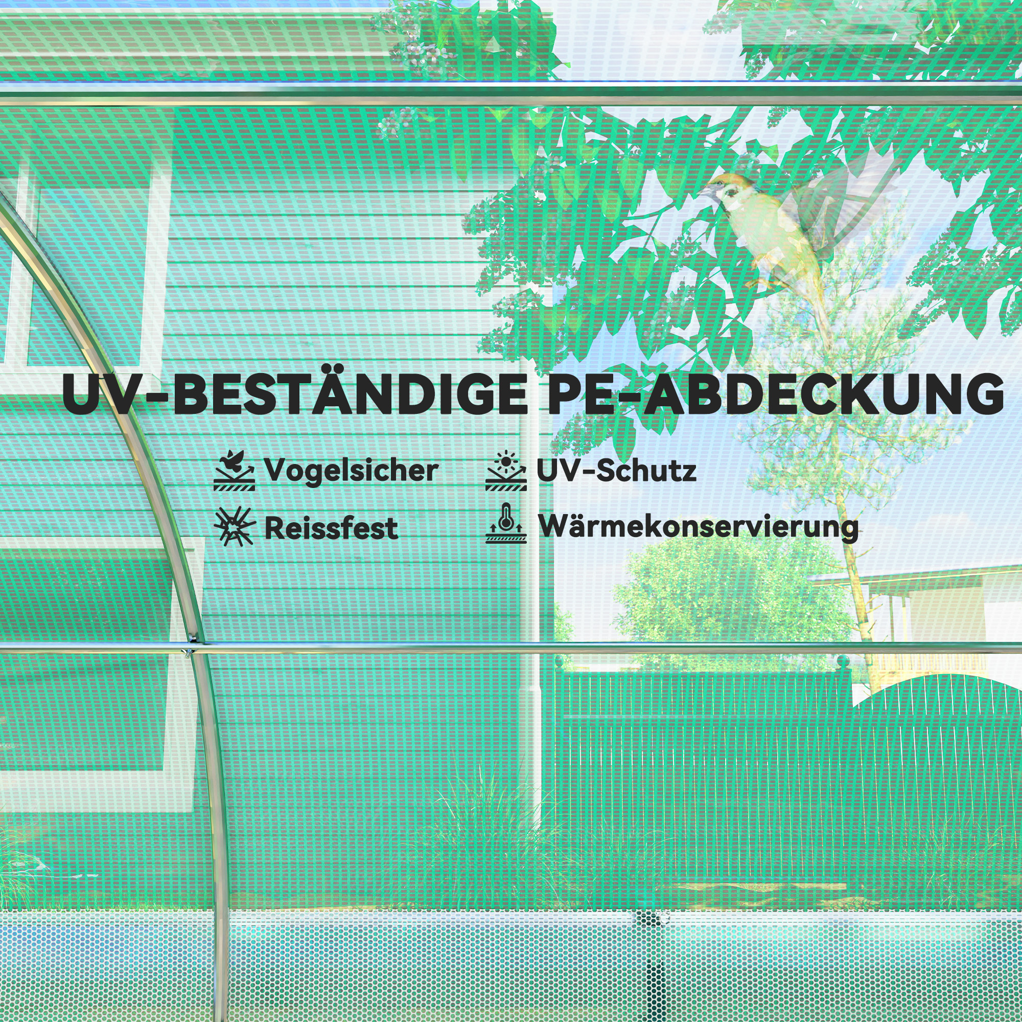 Varikatus polütunnel, päikesekaitsevõrguga, 6 x 3 x 2 m, roheline
