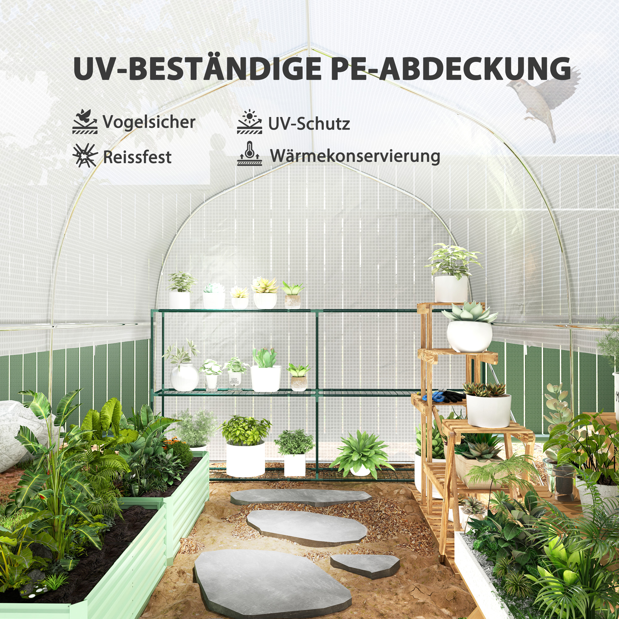 Kasvuhoone, 3 x 2 x 2 m, valge
