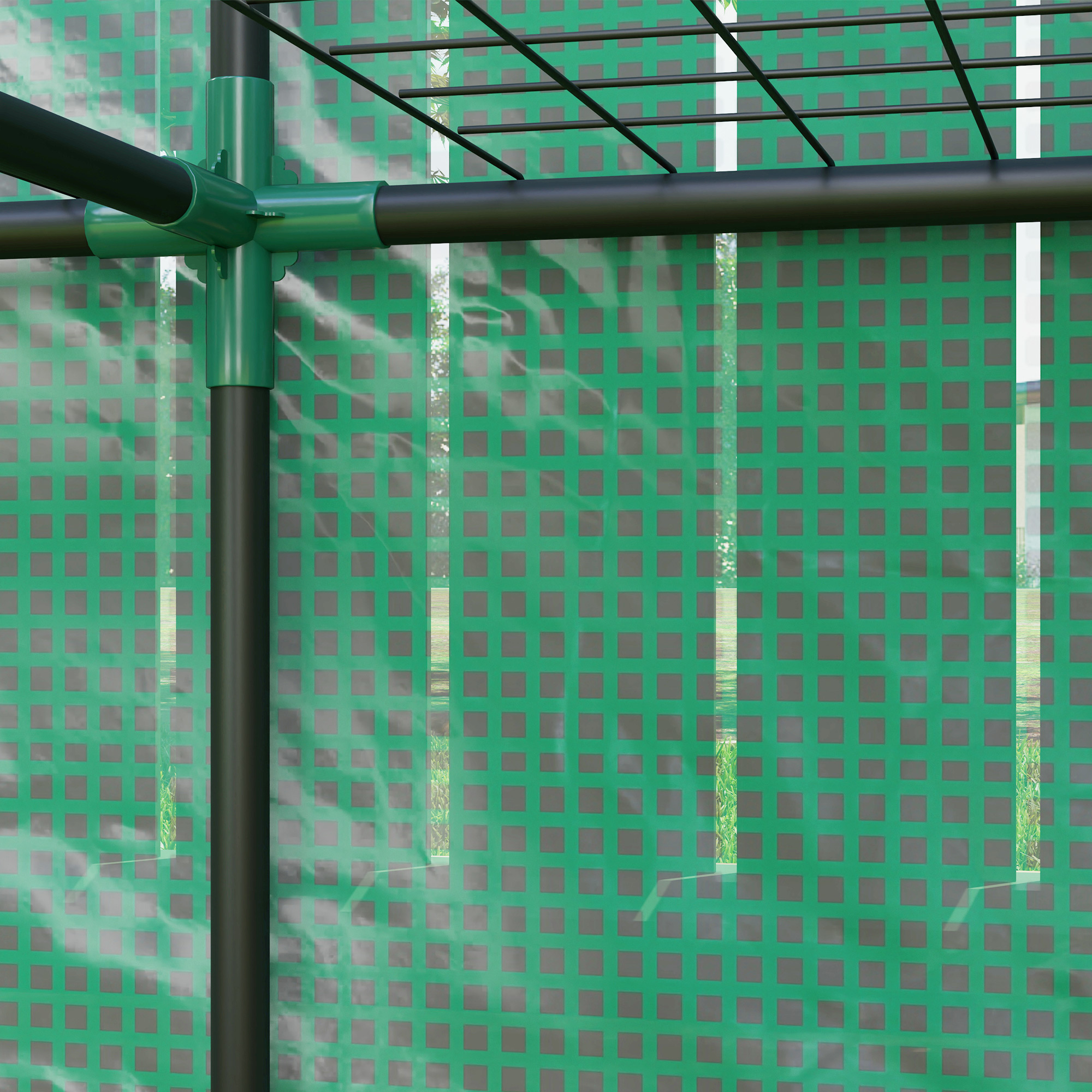 Mini kasvuhoone 3 tasandiga riiuliga, plastikkate, roheline, 144 x 48 x 152 cm