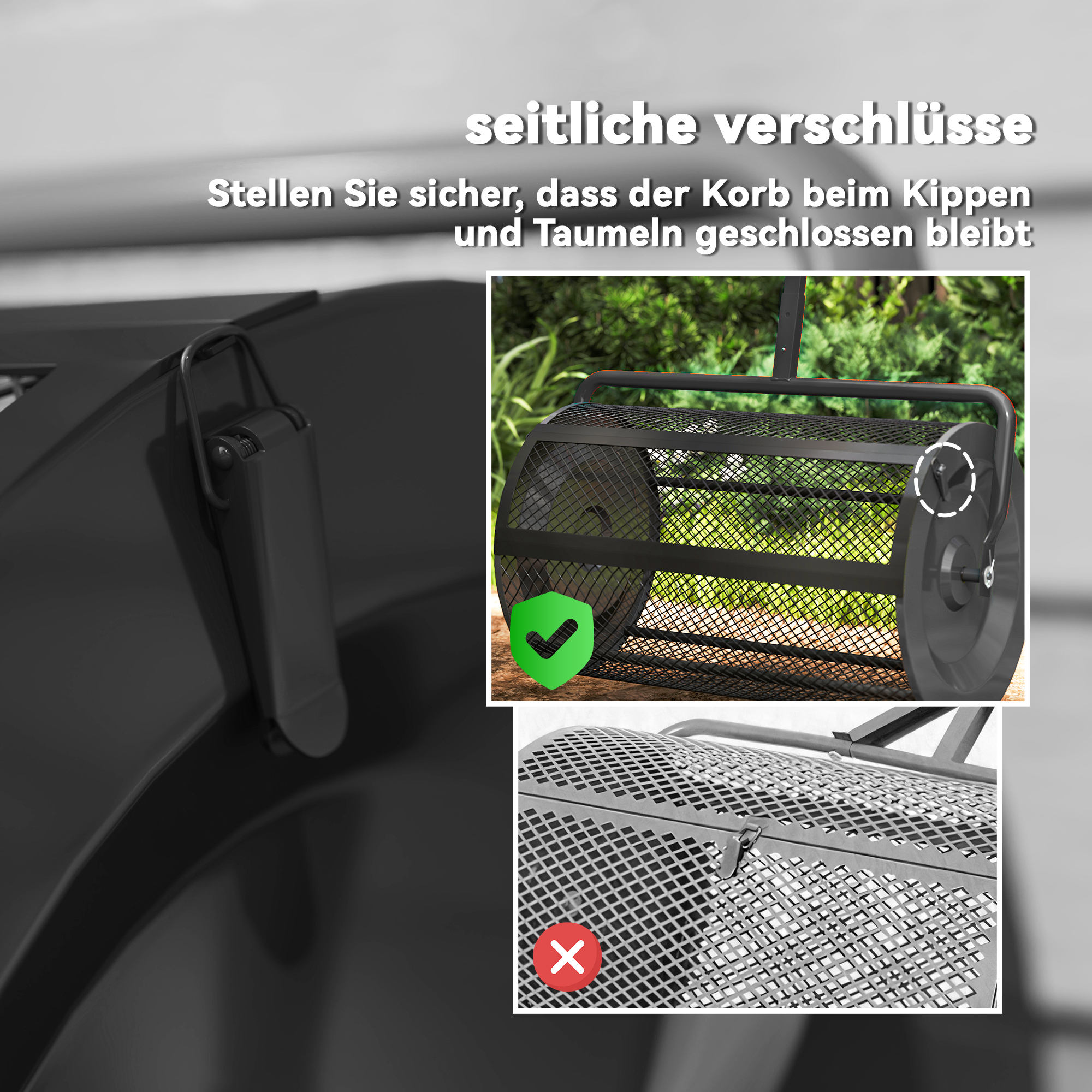 Komposti laotur 75 l, 61 x 40 cm, must, metallist