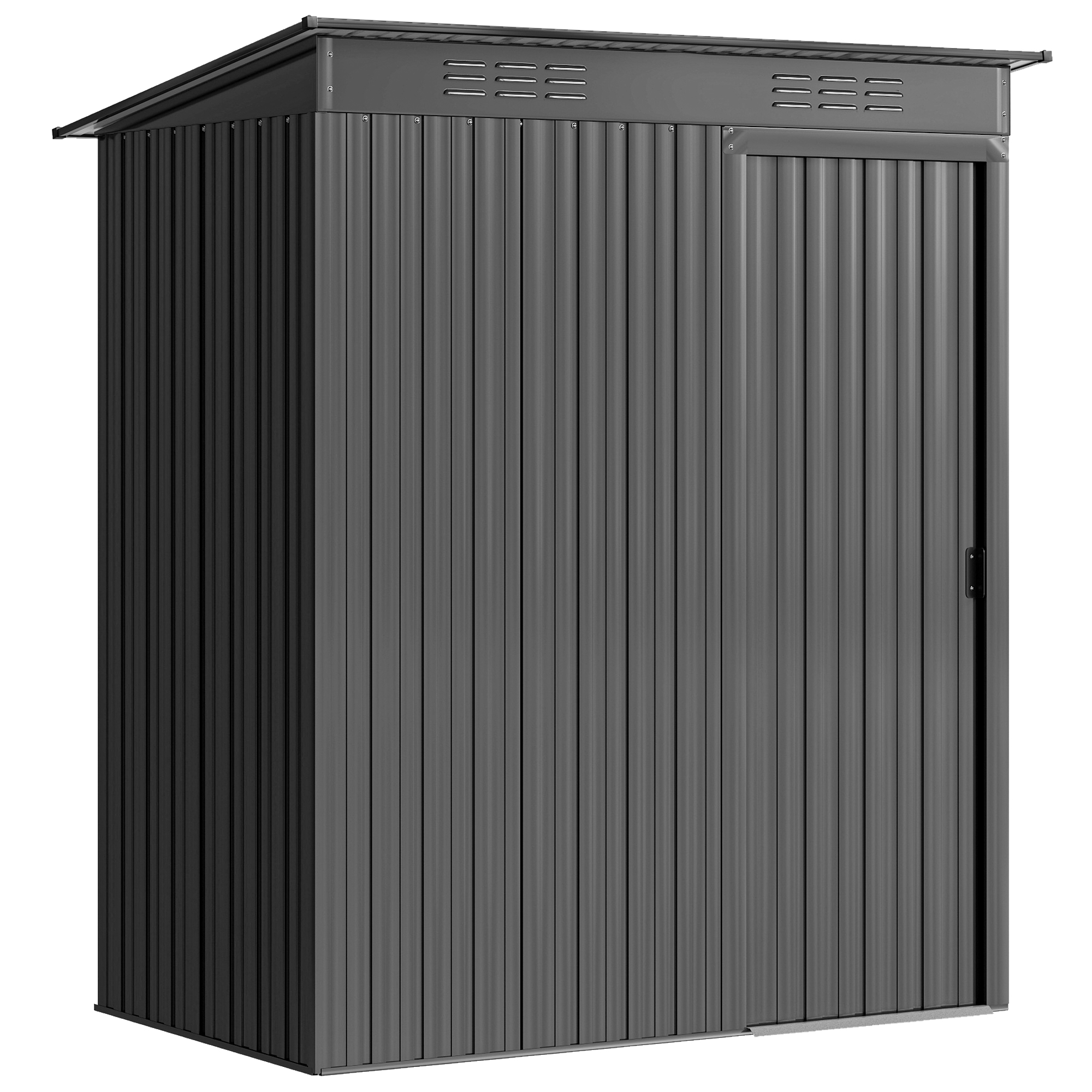 Metallist aiakuur 1,37 m², tumehall, lükandukse ja ventilatsiooniavadega