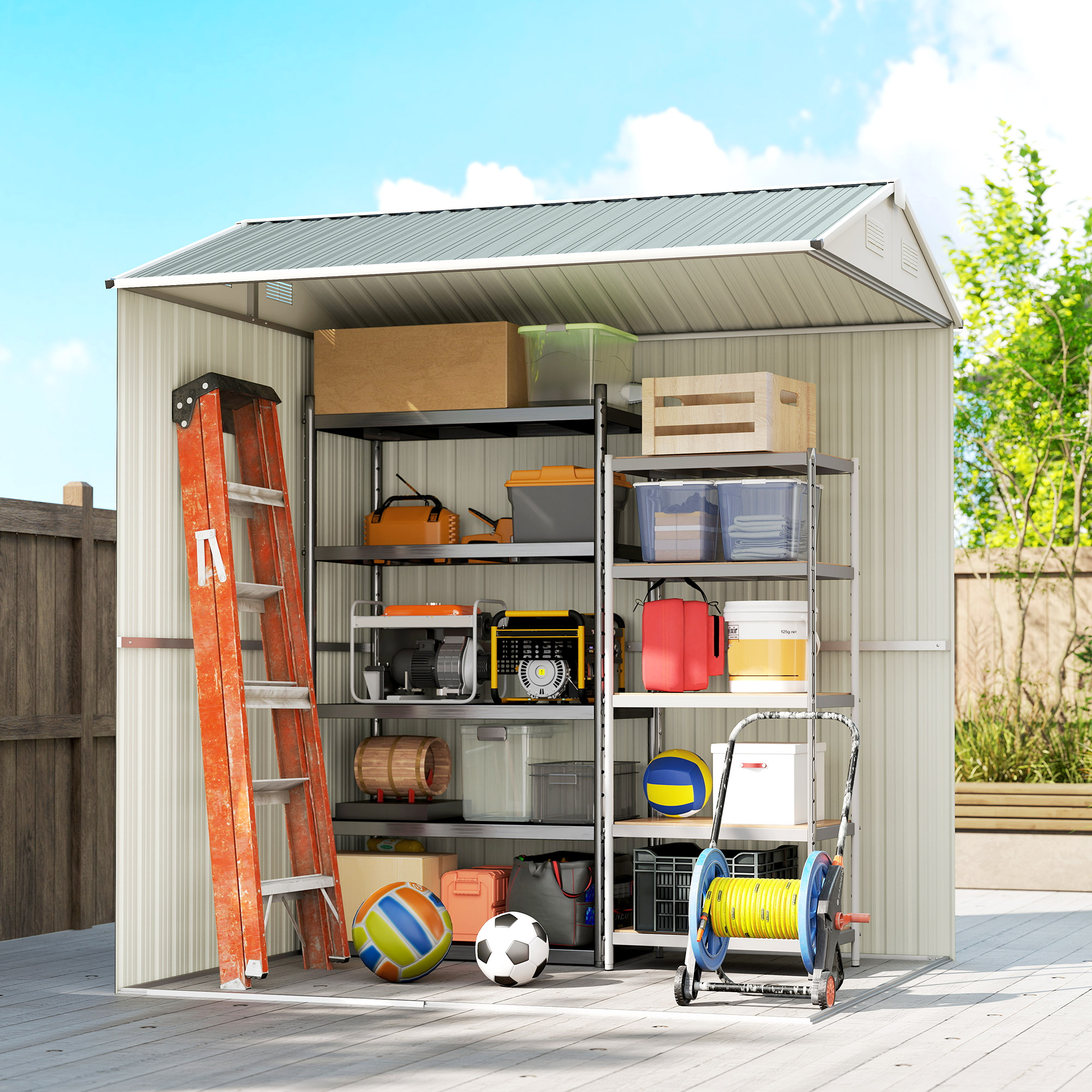 Metallist kuur 3,5 m², helehall, 209 x 177 x 236 cm