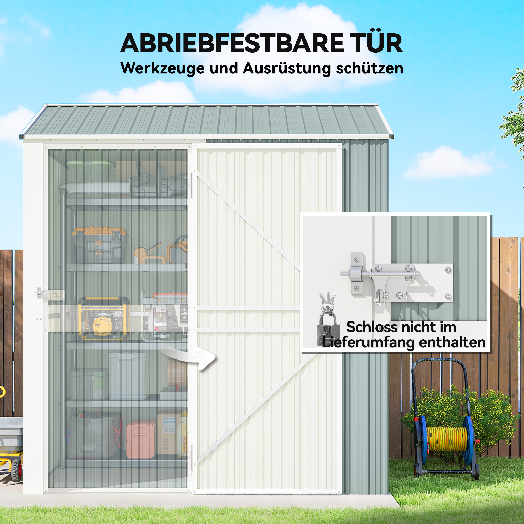 Metallist kuur 3,5 m², helehall, 209 x 177 x 236 cm