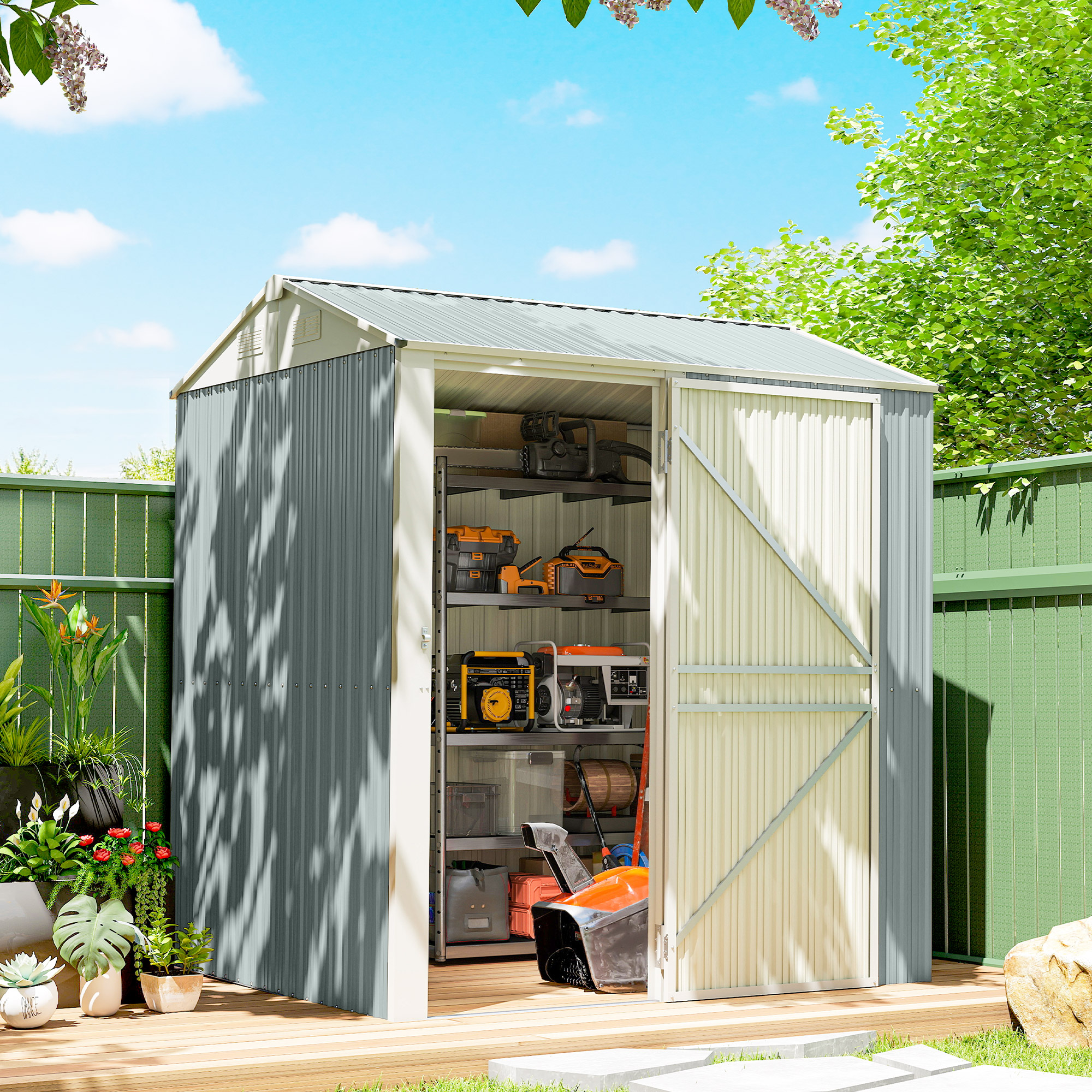 Metallist kuur 3,5 m², helehall, 209 x 177 x 236 cm