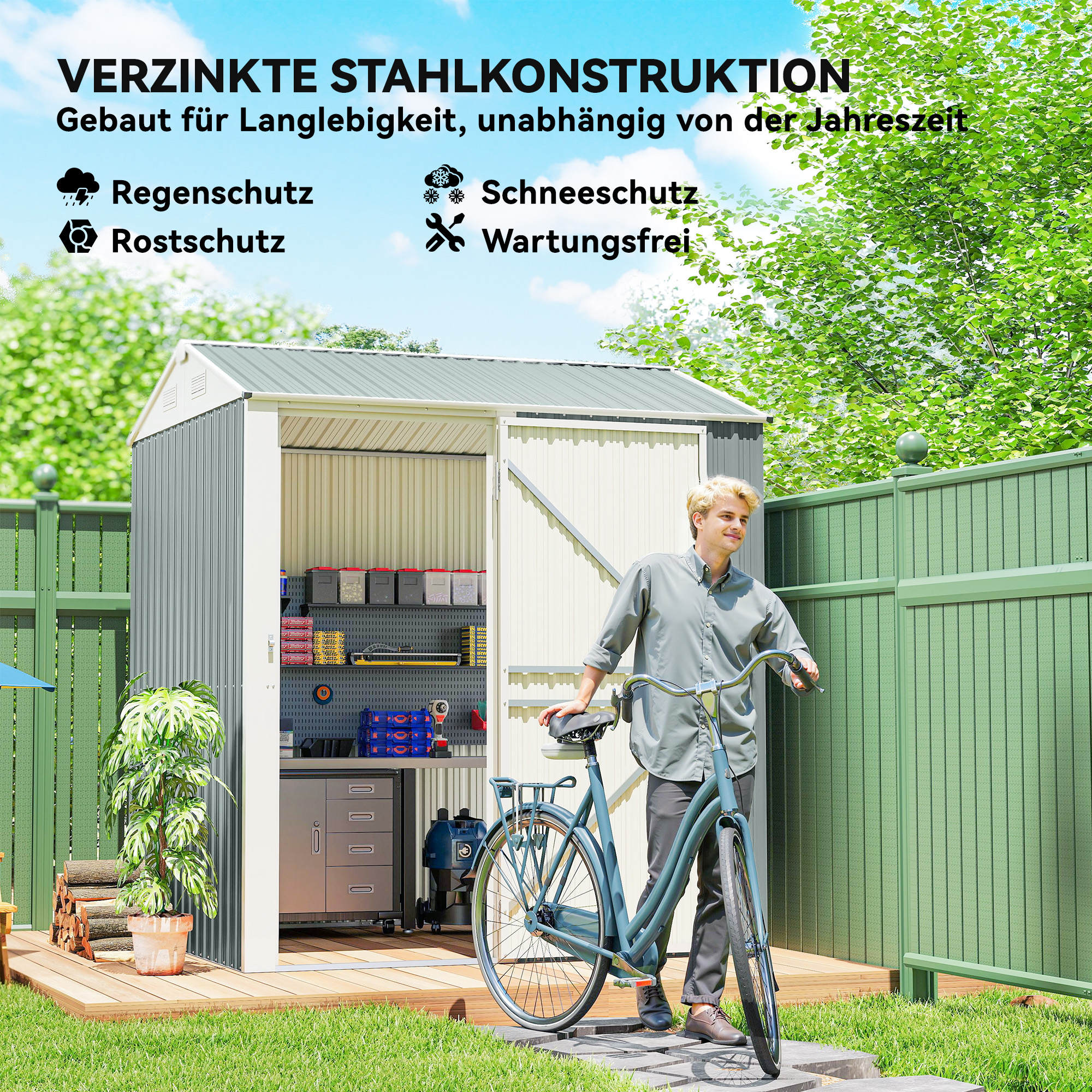 Metallist kuur 3,5 m², helehall, 209 x 177 x 236 cm