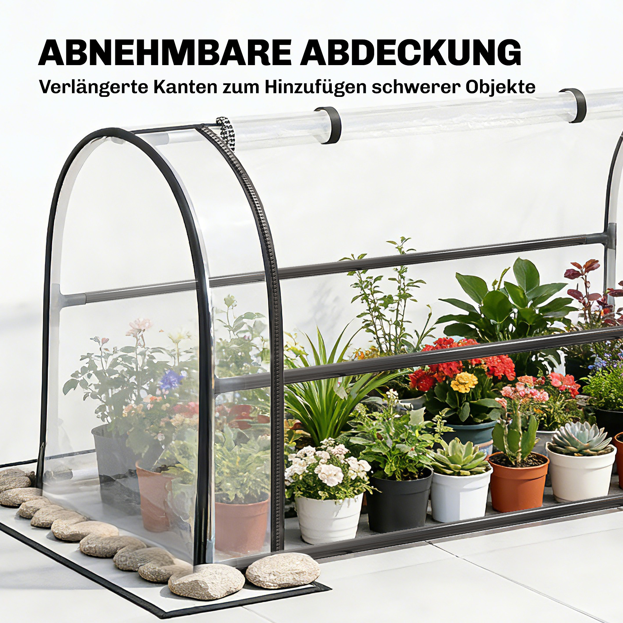 Kõrgendatud peenar kasvuhoonekattega, must, 100 x 49 x 136 cm, kandevõime kuni 80 kg