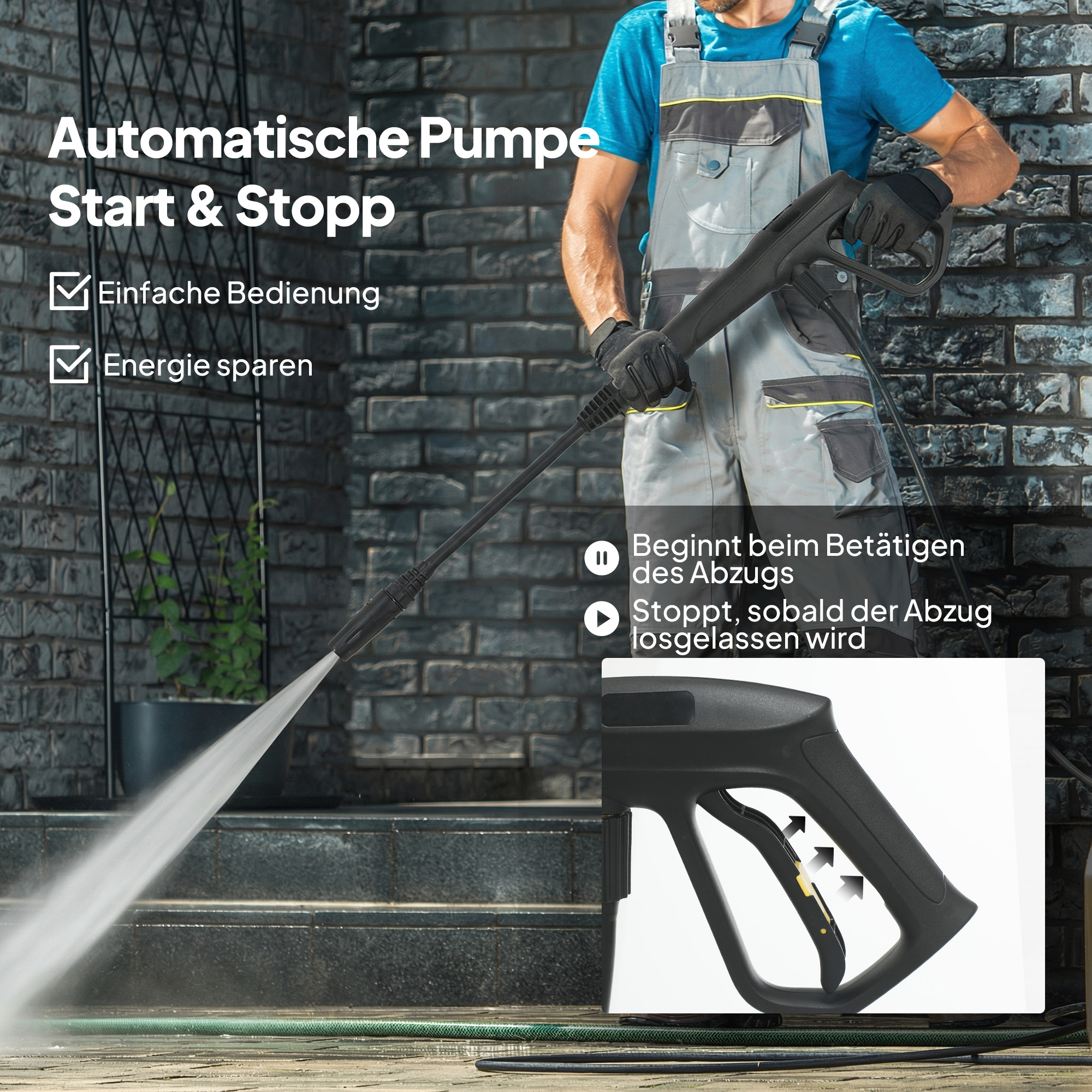 Kõrgsurvepesur alumiinumpumbaga, 135 bar, 1800 W, 540 l/h, 5 m voolik, kollane must