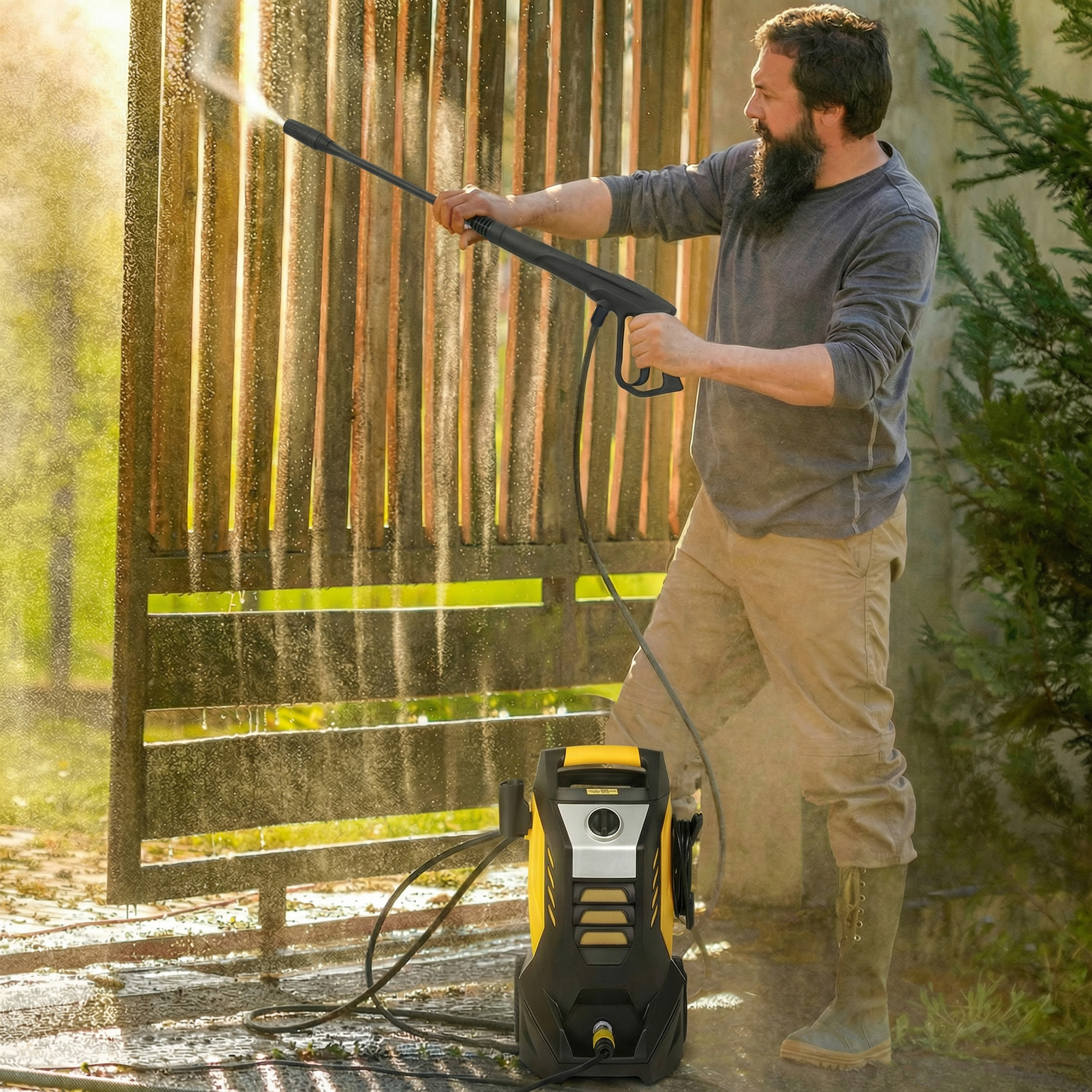 Kõrgsurvepesur alumiinumpumbaga, 135 bar, 1800 W, 540 l/h, 5 m voolik, kollane must