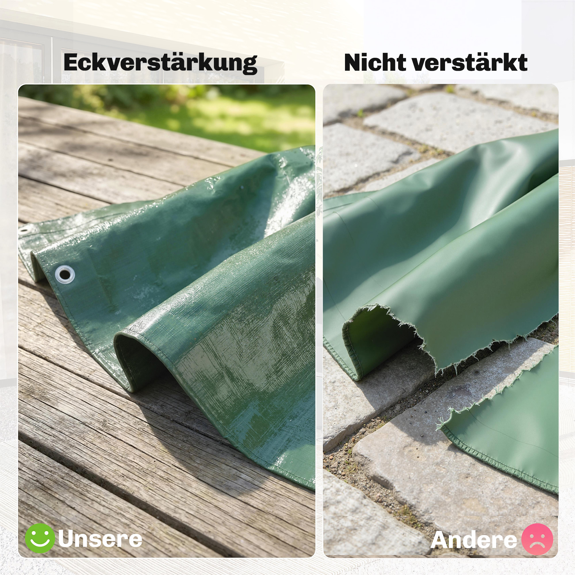 Veekindel katteplekk 6 x 4 m, 90 g/m² PE, roheline